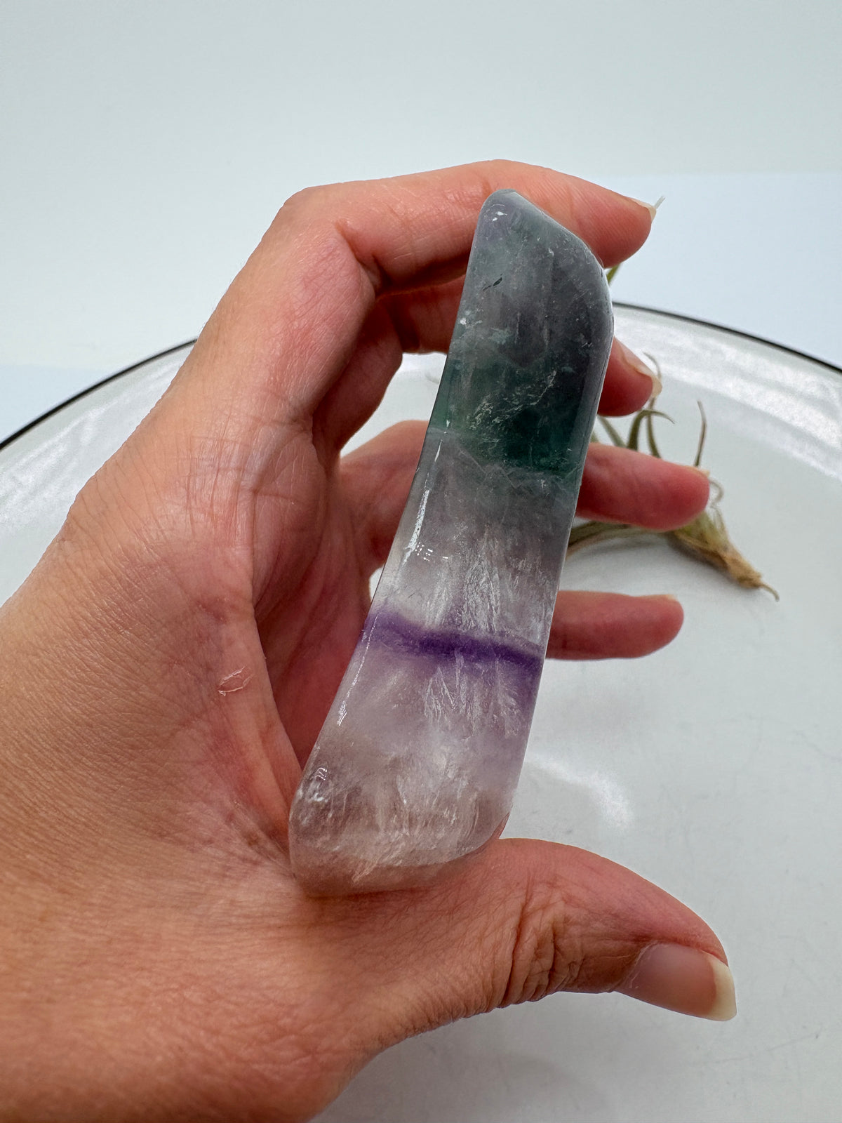 Bandeja de fluorita arcoíris en forma de luna - foto 8
