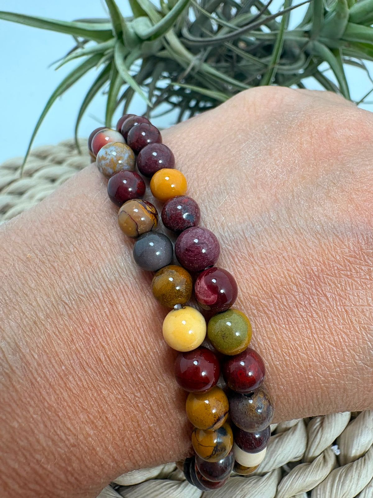 Pulsera de jaspe mokaita de 6 mm