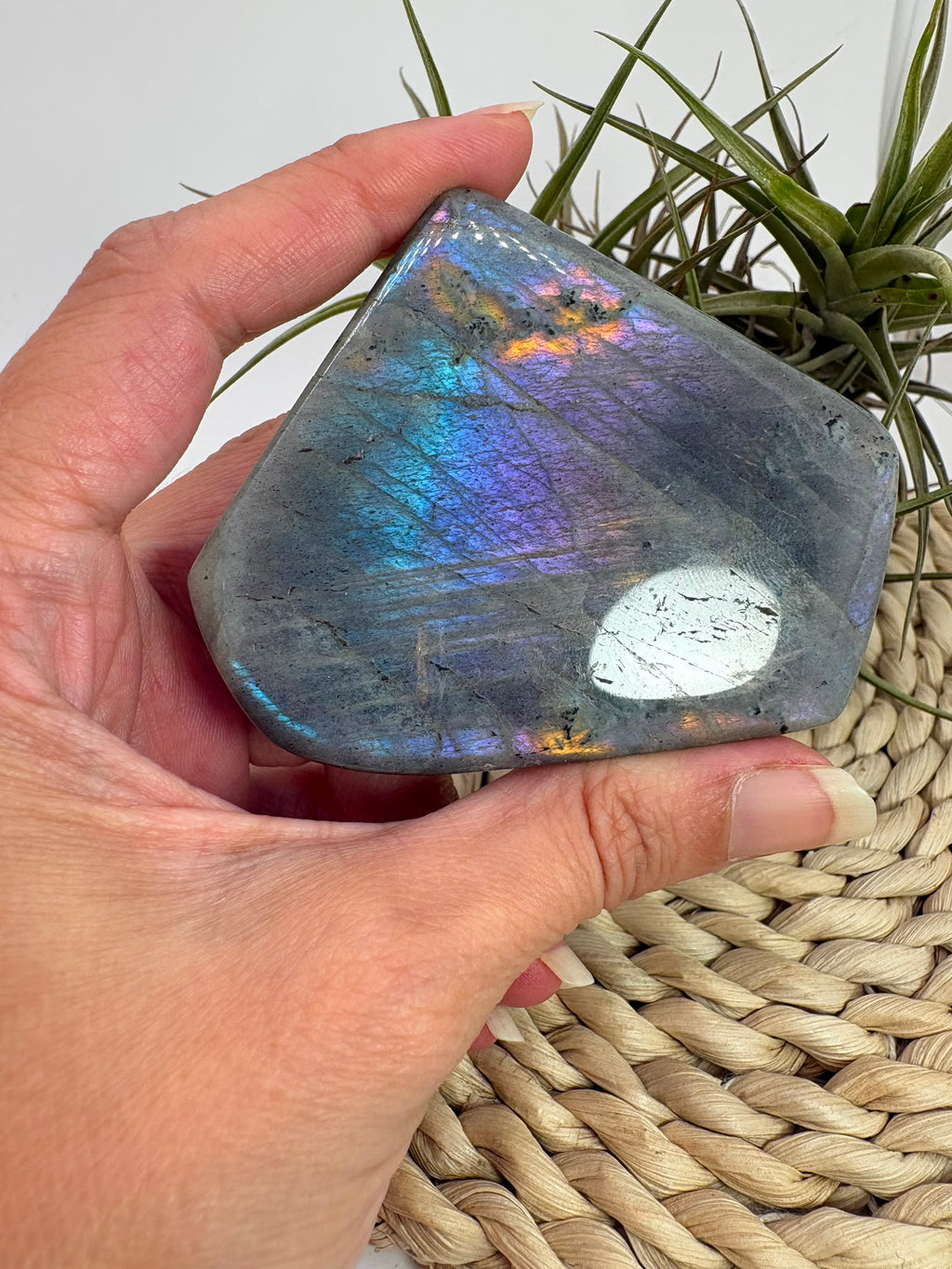 Labradorita morada con reflejos multicolor