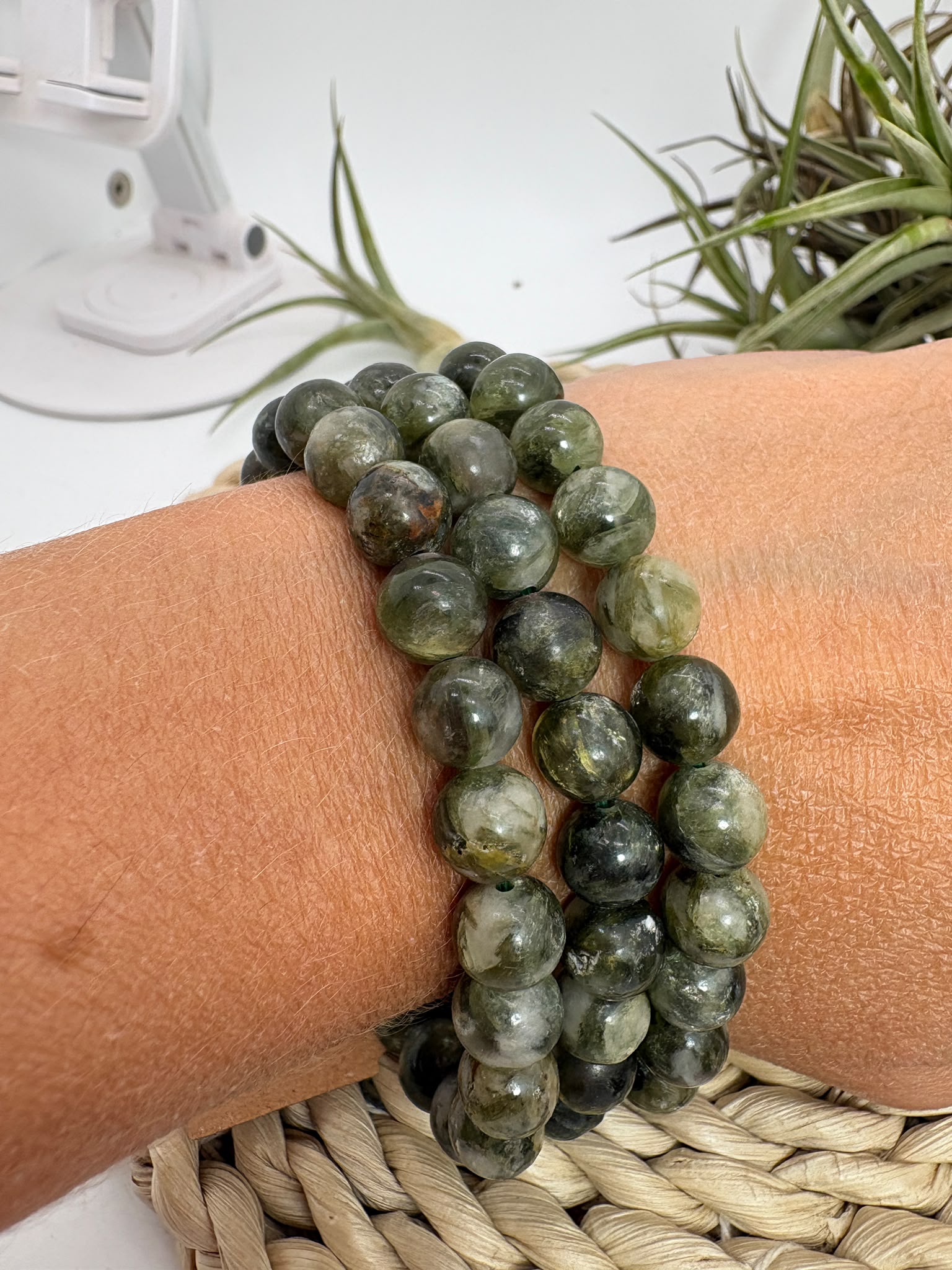 Pulsera de mica verde natural 8mm