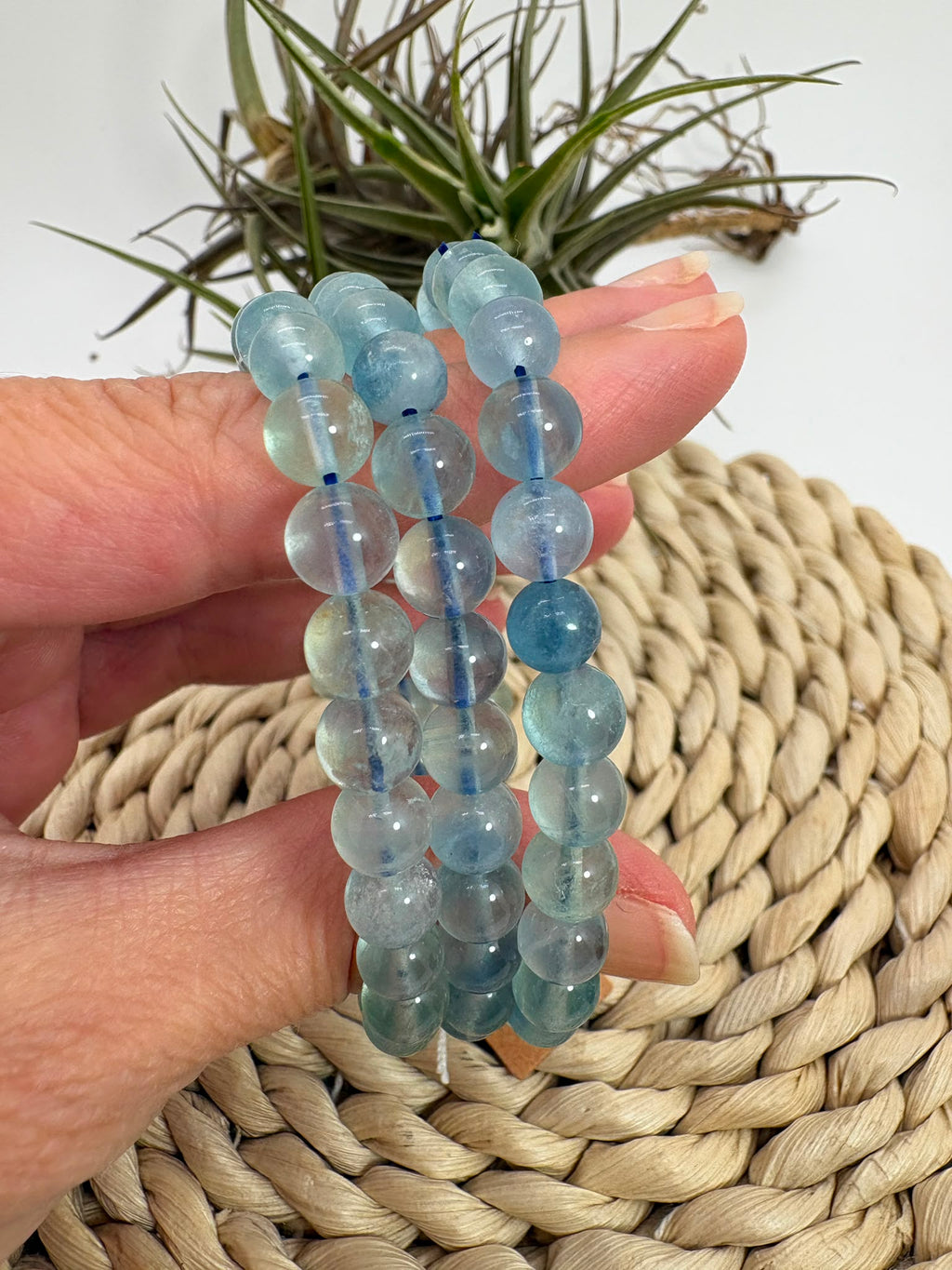 Pulsera fluorita azul 6mm