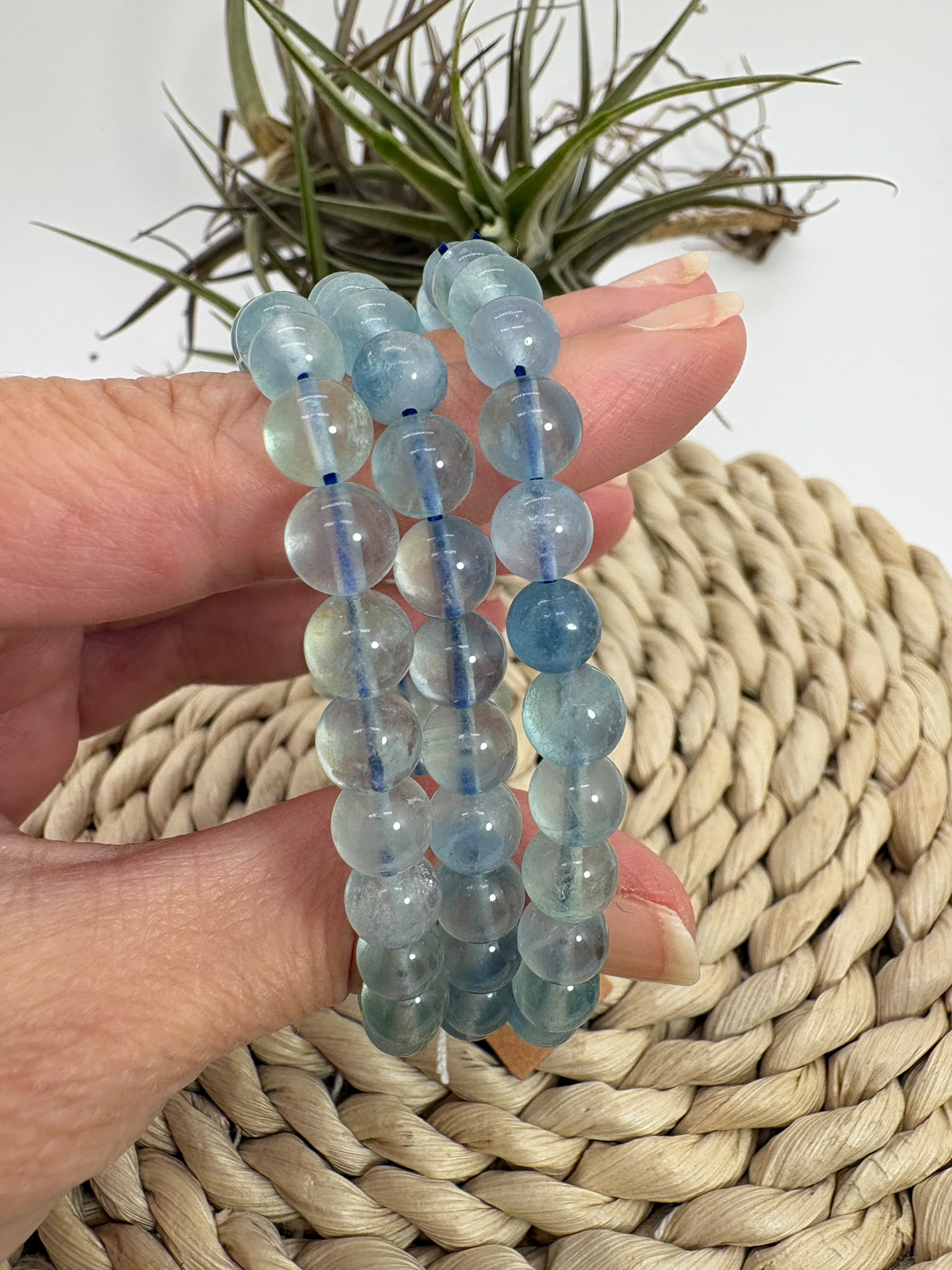 Pulsera fluorita azul 6mm