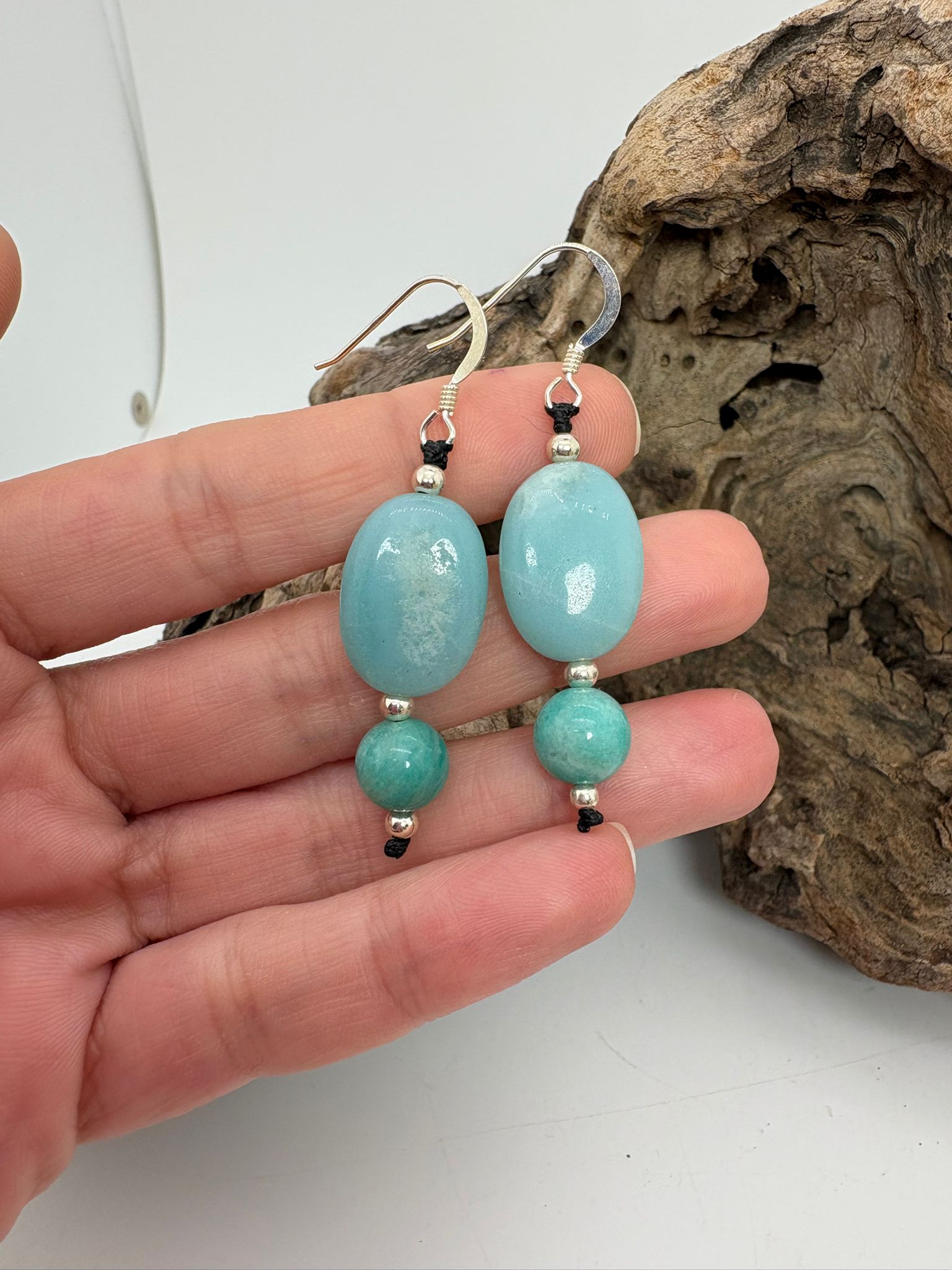 Pendientes amazonita en plata de ley