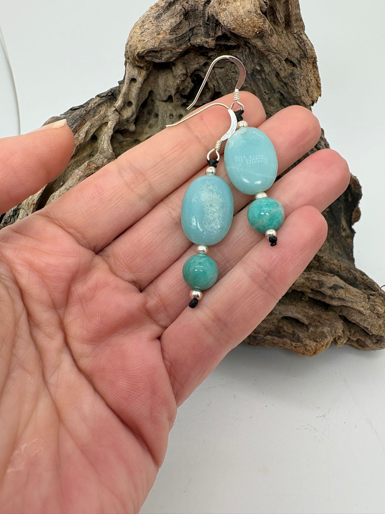 Pendientes amazonita en plata de ley
