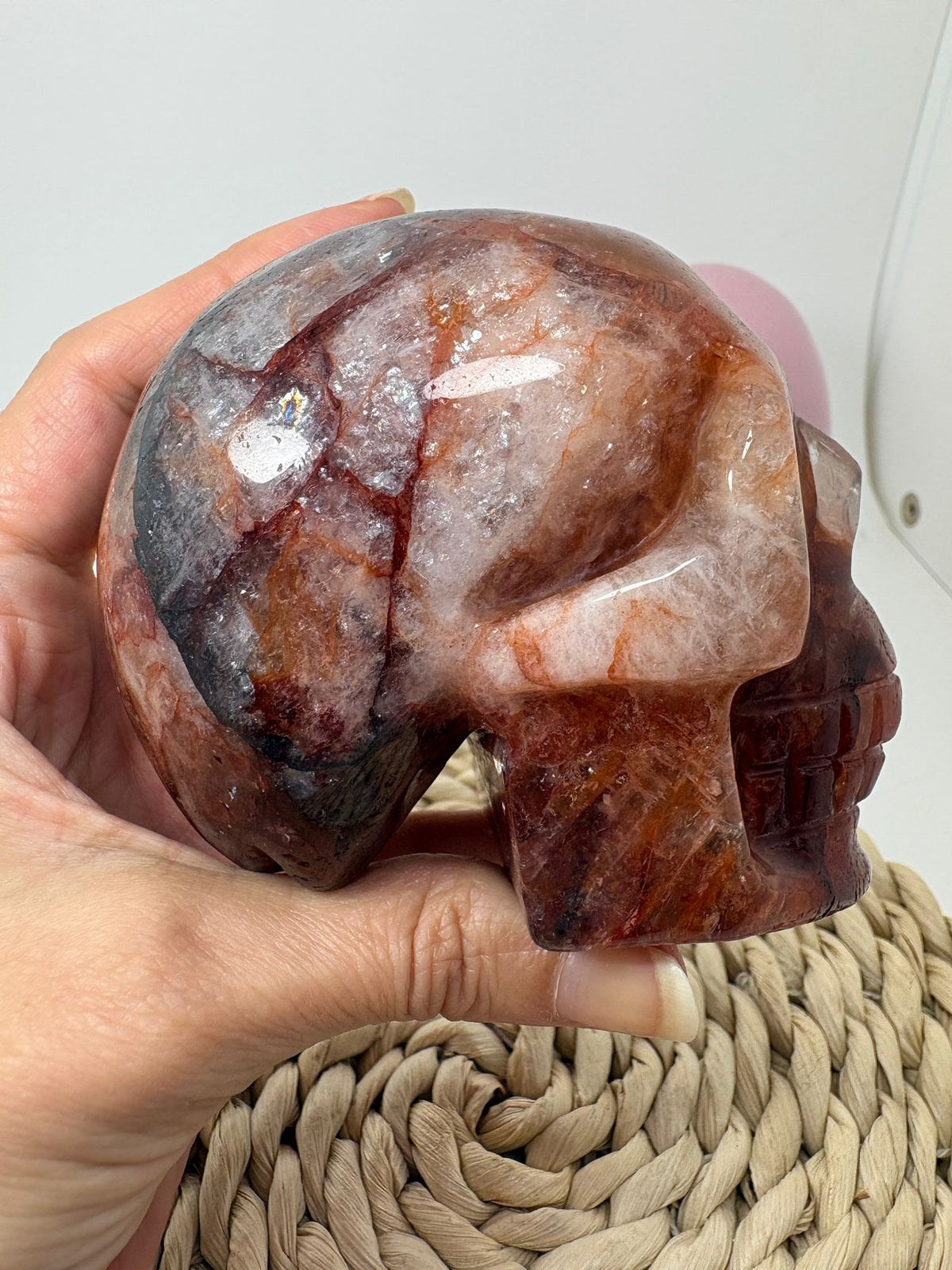 Calavera de cuarzo fuego