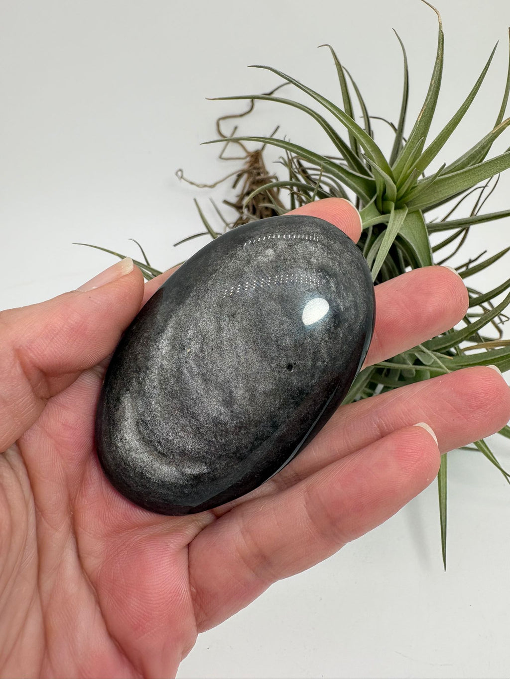 Palmstone obsidiana plateada
