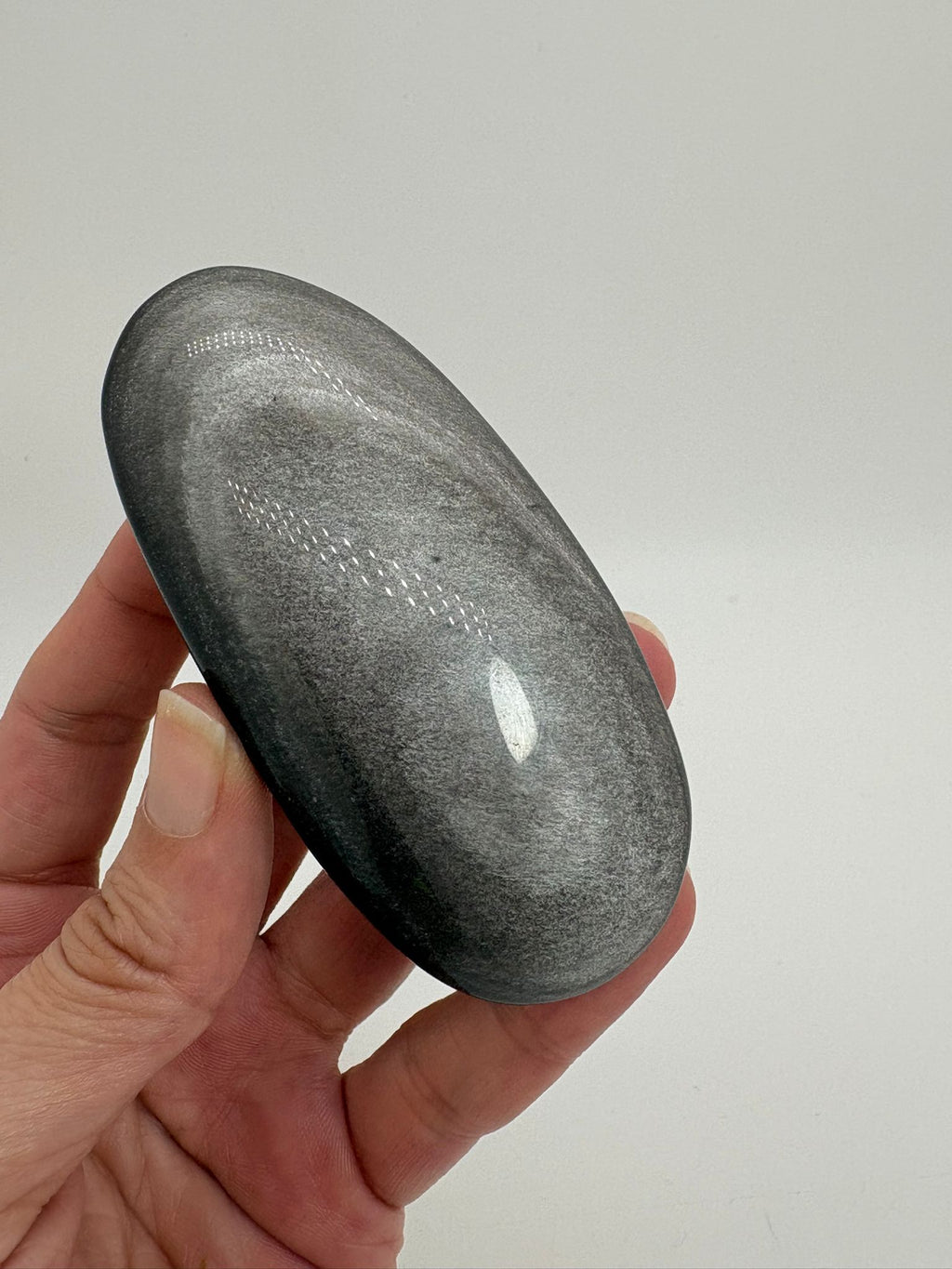 Palmstone obsidiana plateada
