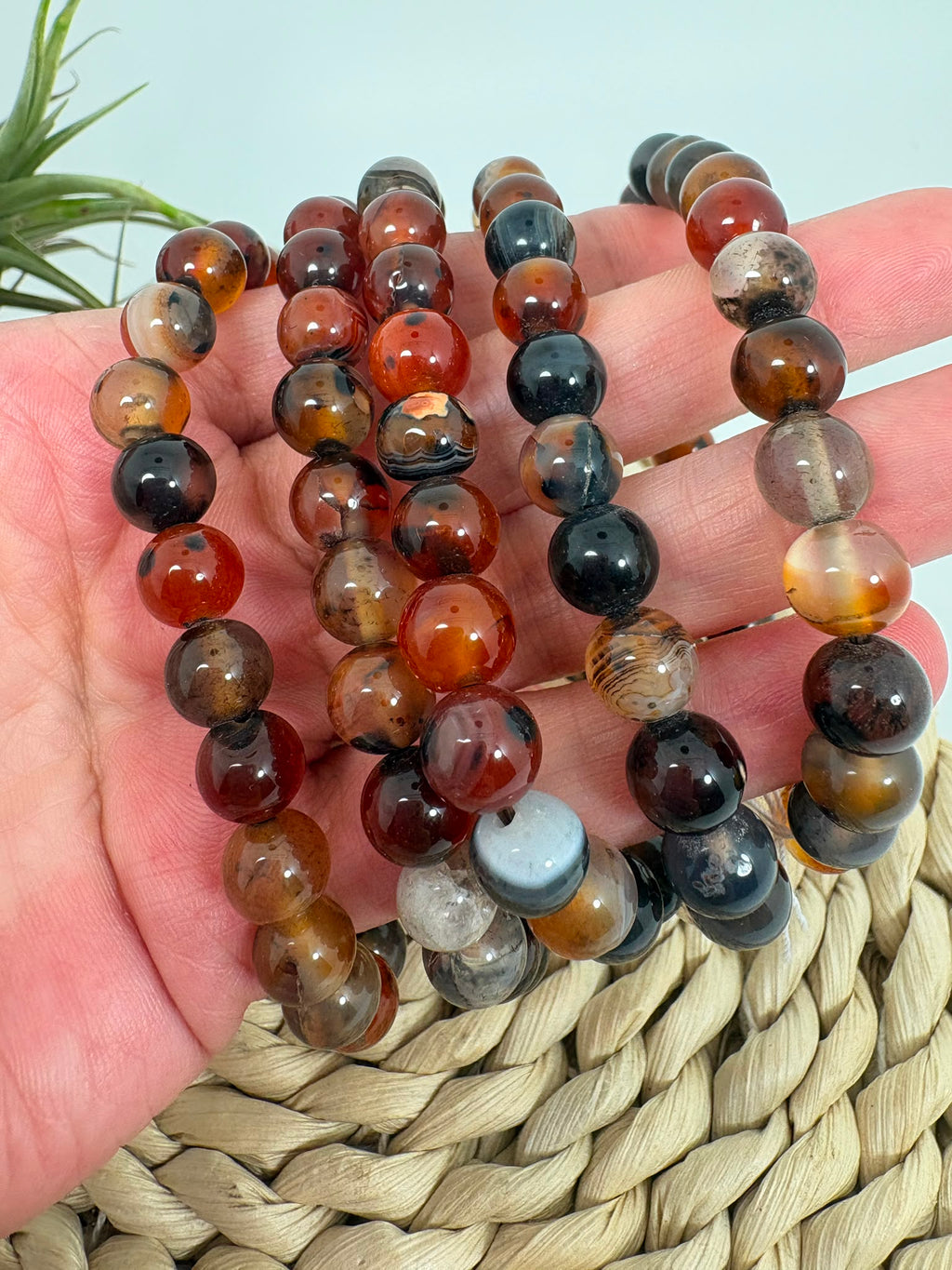 Pulsera de ágata sardonice natural 7mm
