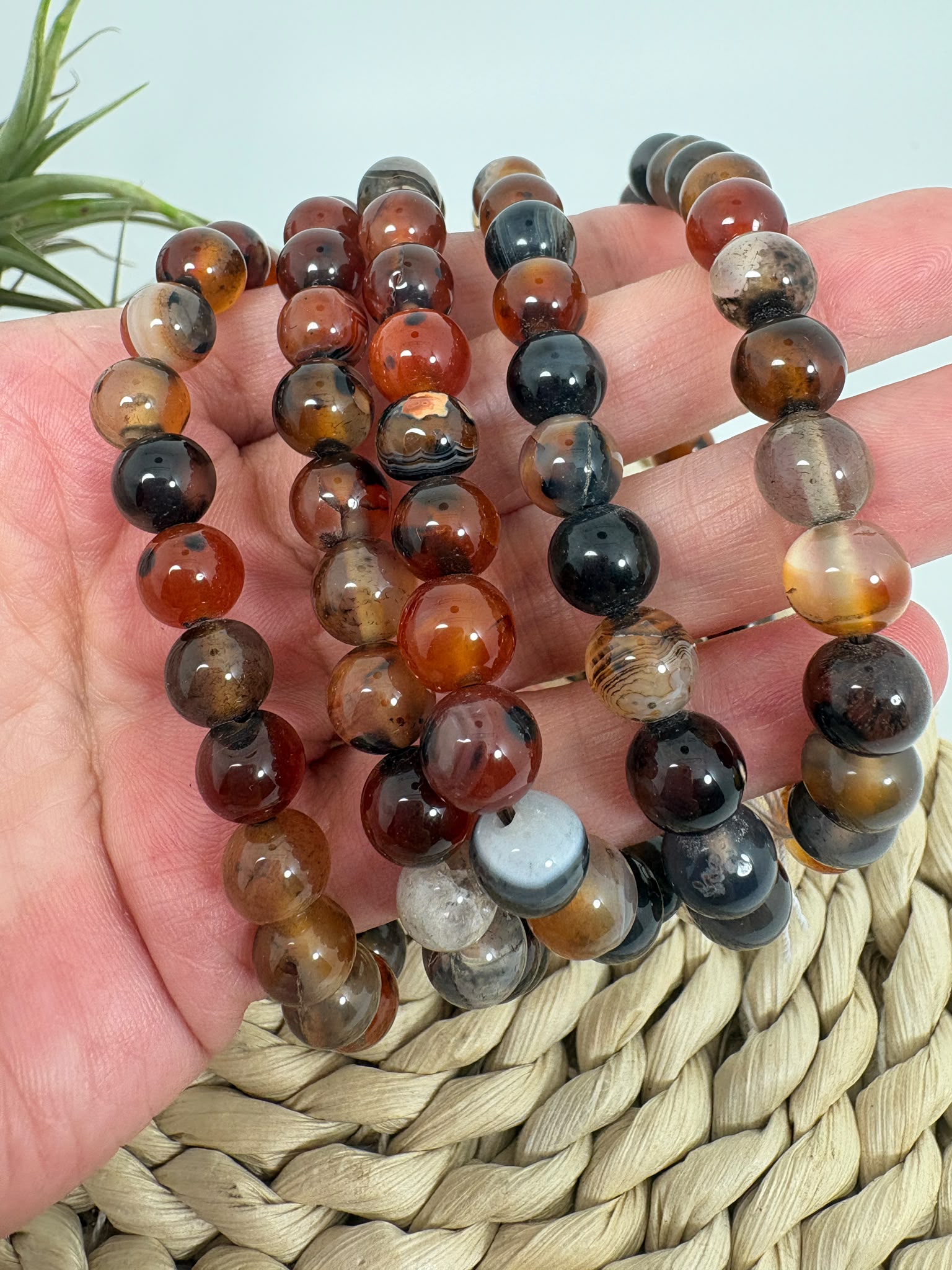 Pulsera de ágata sardonice natural 7mm