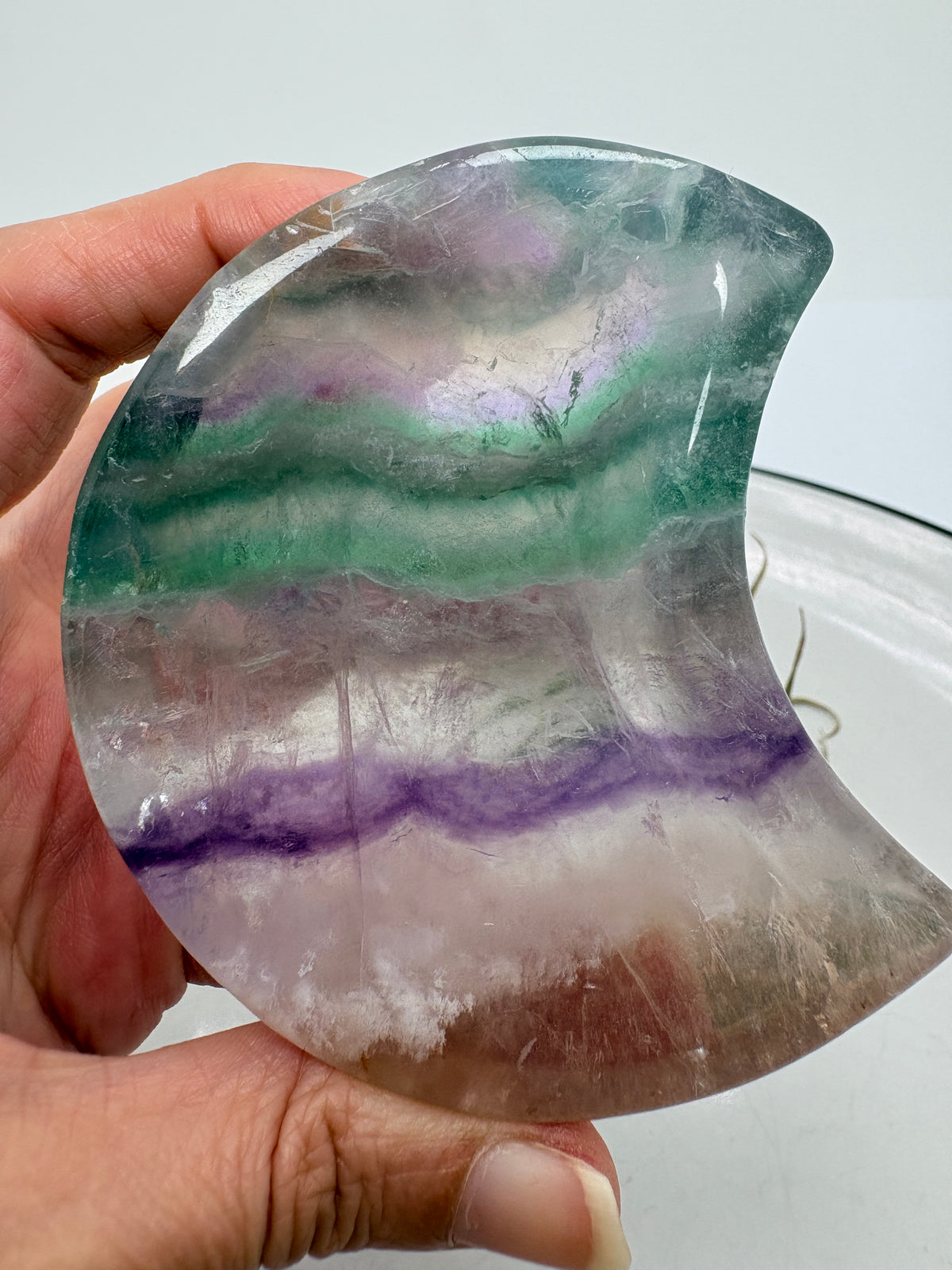 Bandeja de fluorita arcoíris en forma de luna - foto 5