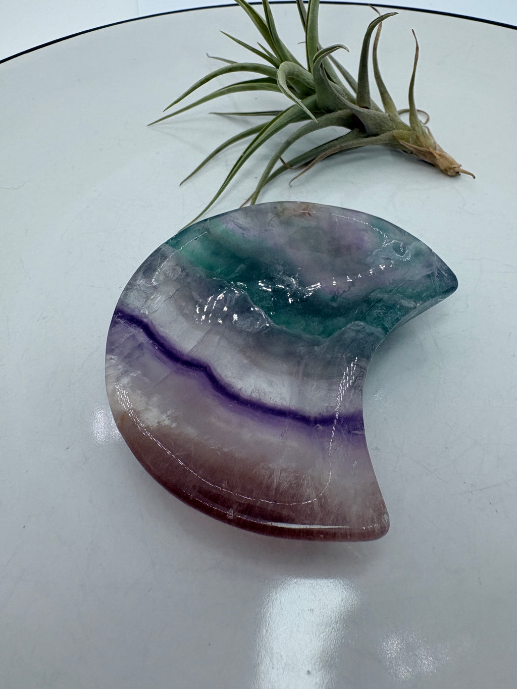 Bandeja de fluorita arcoíris en forma de luna - foto 7