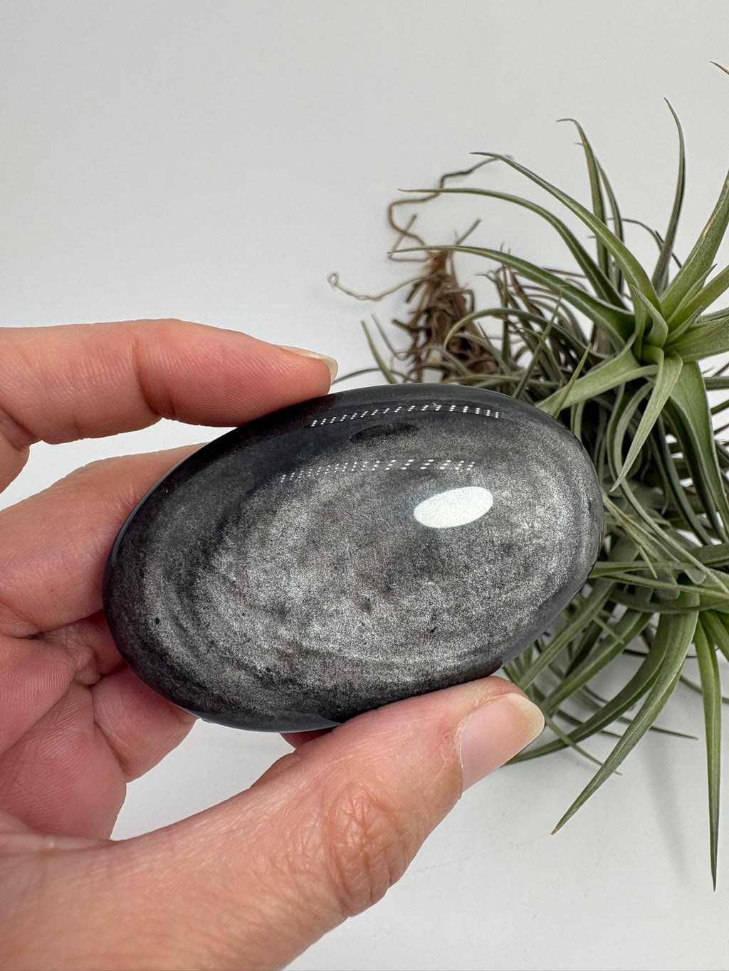 Palmstone obsidiana plateada