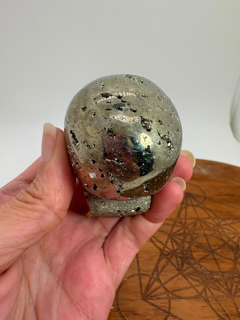 Calavera de Pirita Natural con Drusa Tallada