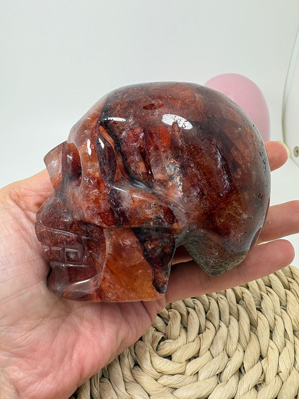 Calavera de cuarzo fuego