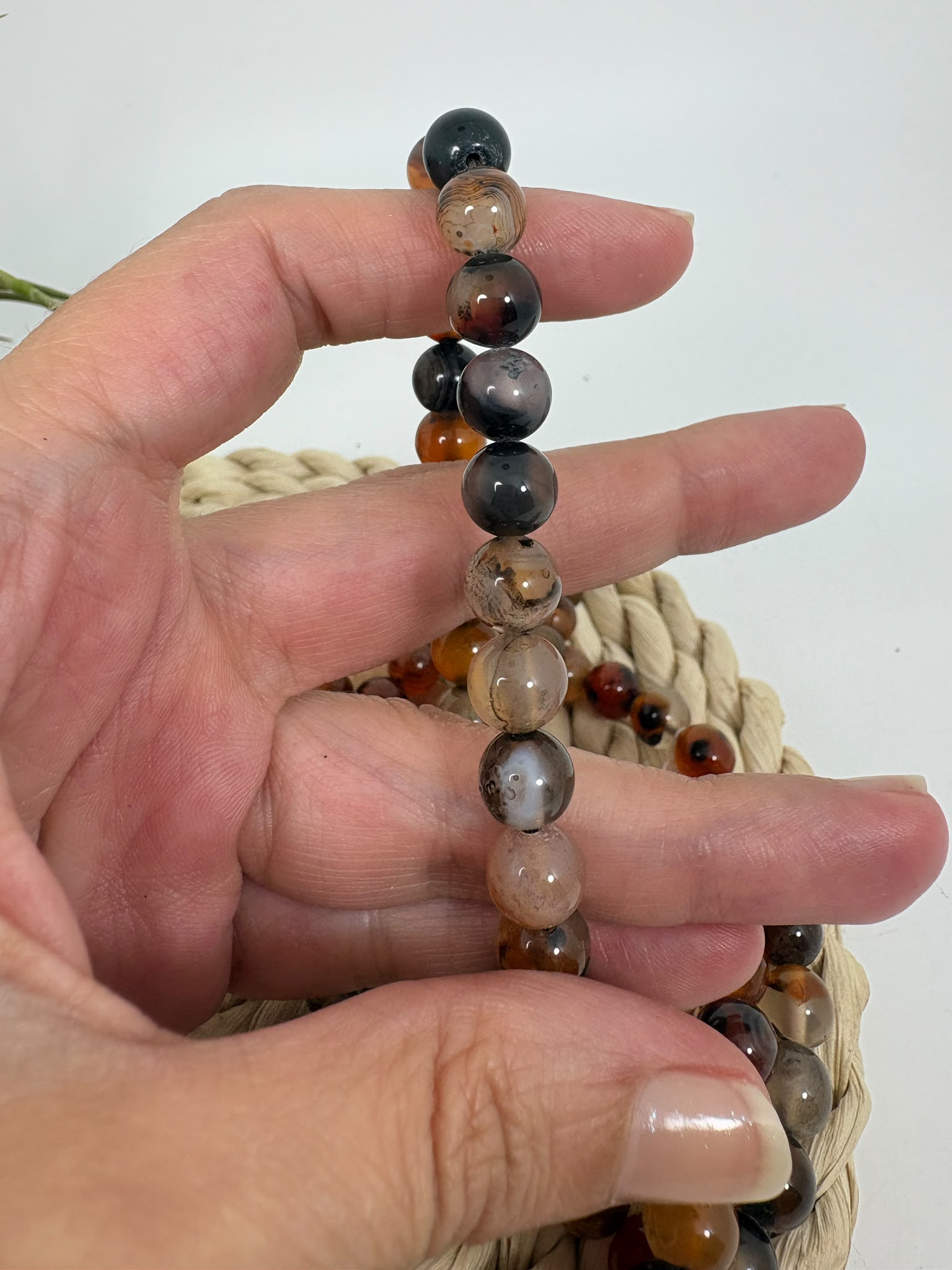 Pulsera de ágata sardonice natural 7mm