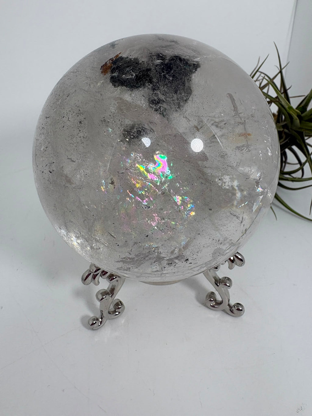 Esfera grande de cuarzo chamánico con arcoíris