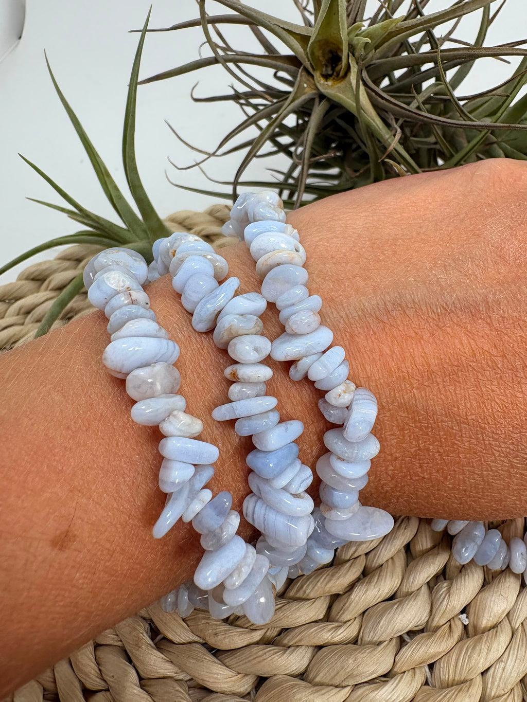 pulsera de ágata de encaje azul