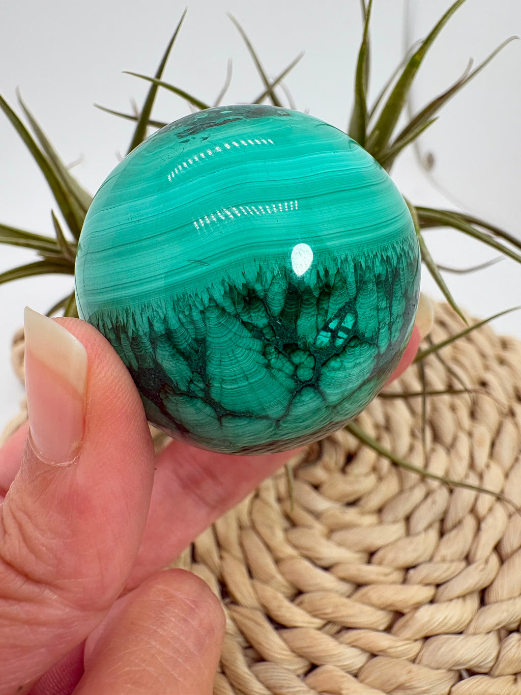 Esfera de malaquita natural