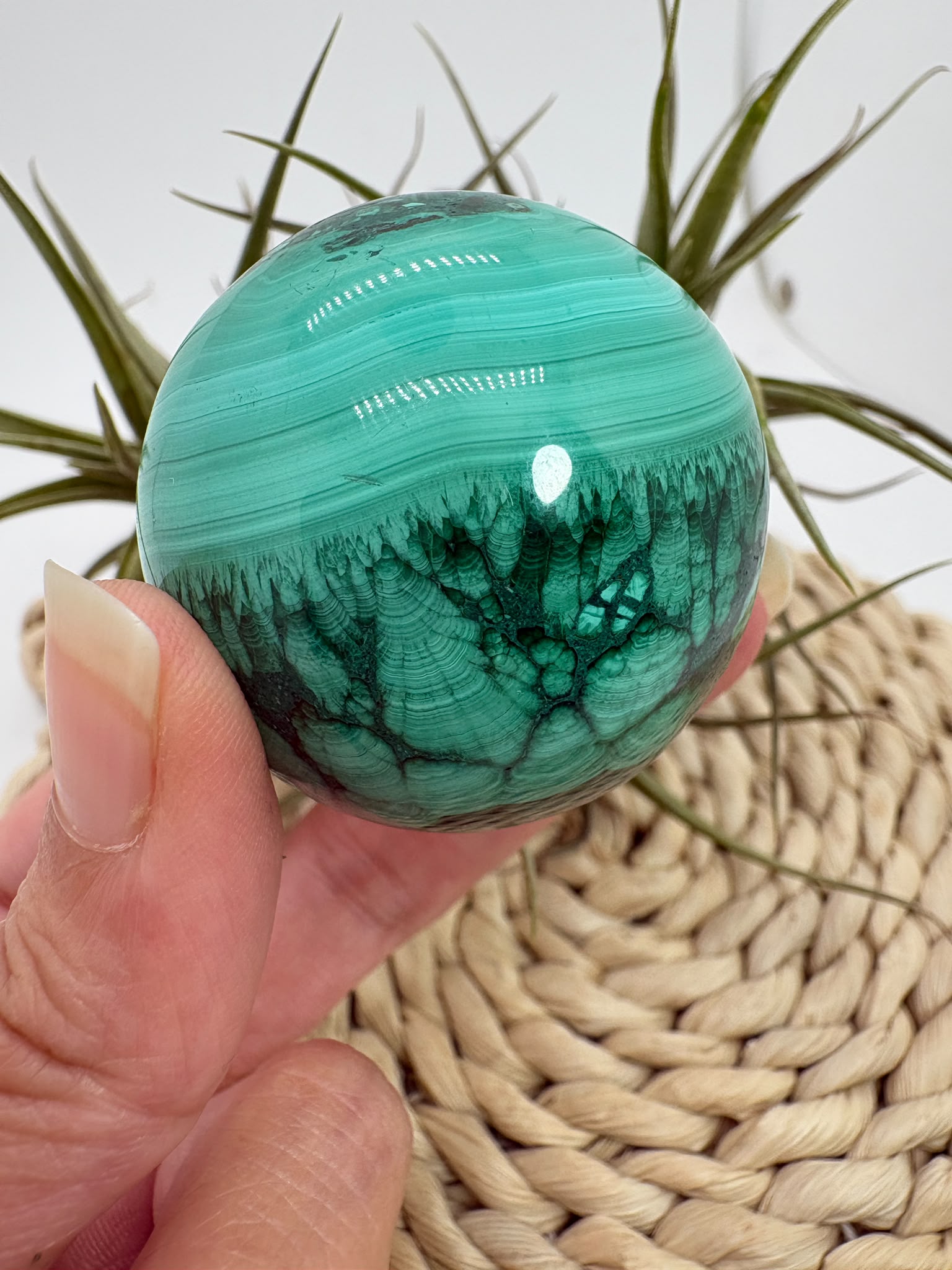 Esfera de malaquita natural