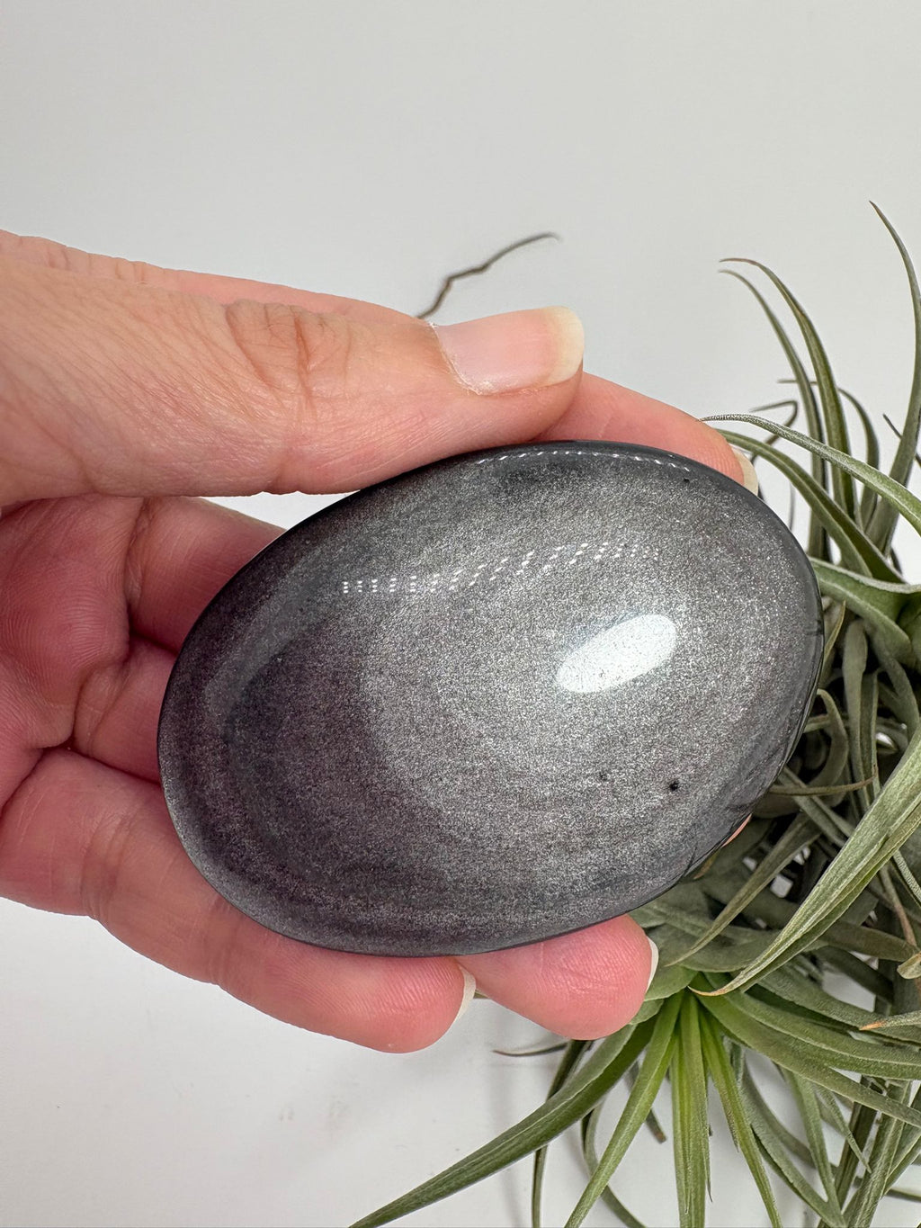 Palmstone obsidiana plateada