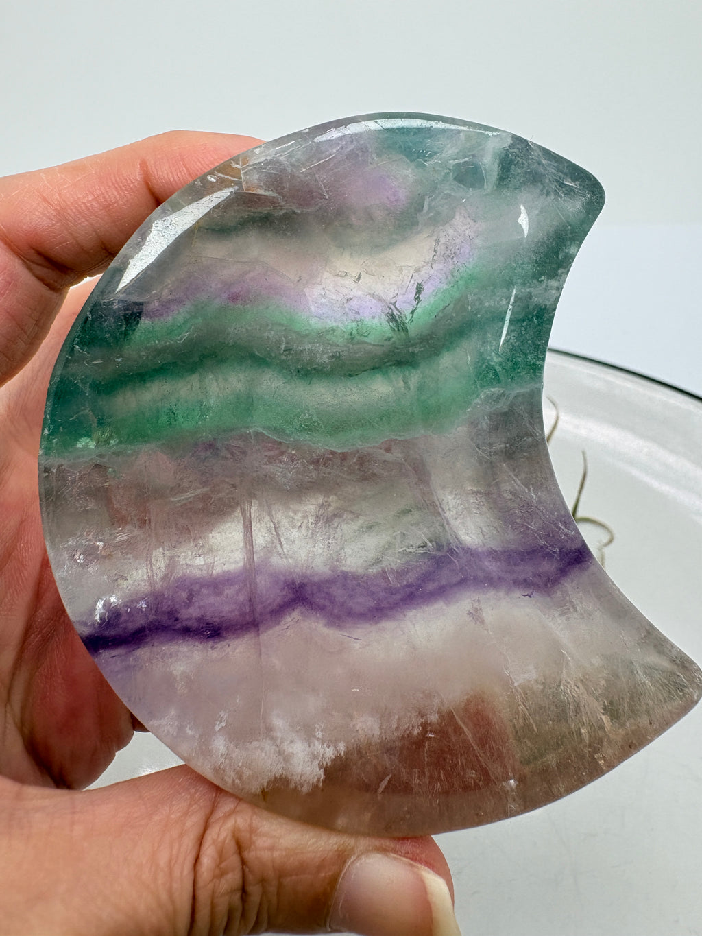 Bandeja de fluorita arcoíris en forma de luna - foto 6