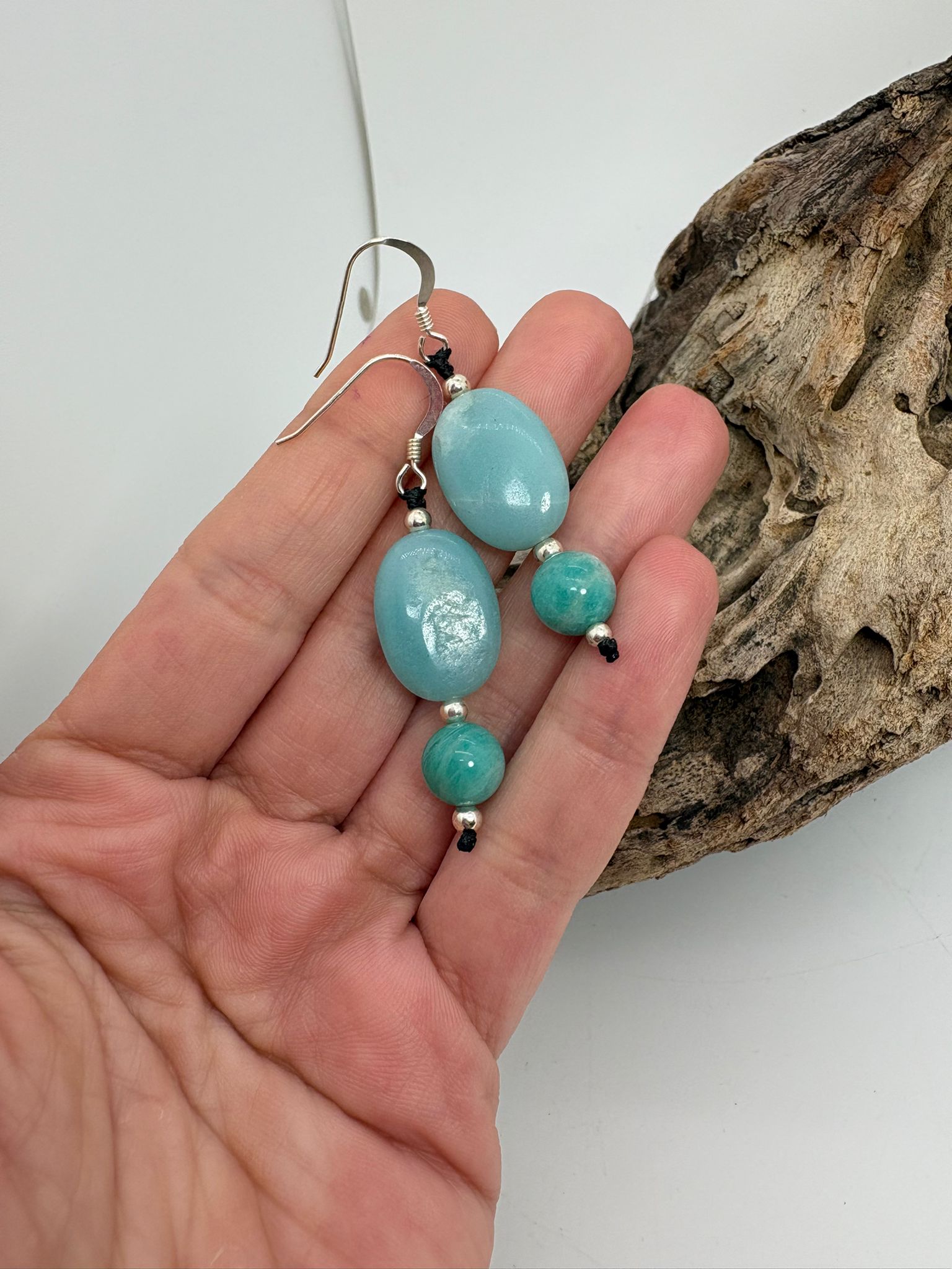 Pendientes amazonita en plata de ley