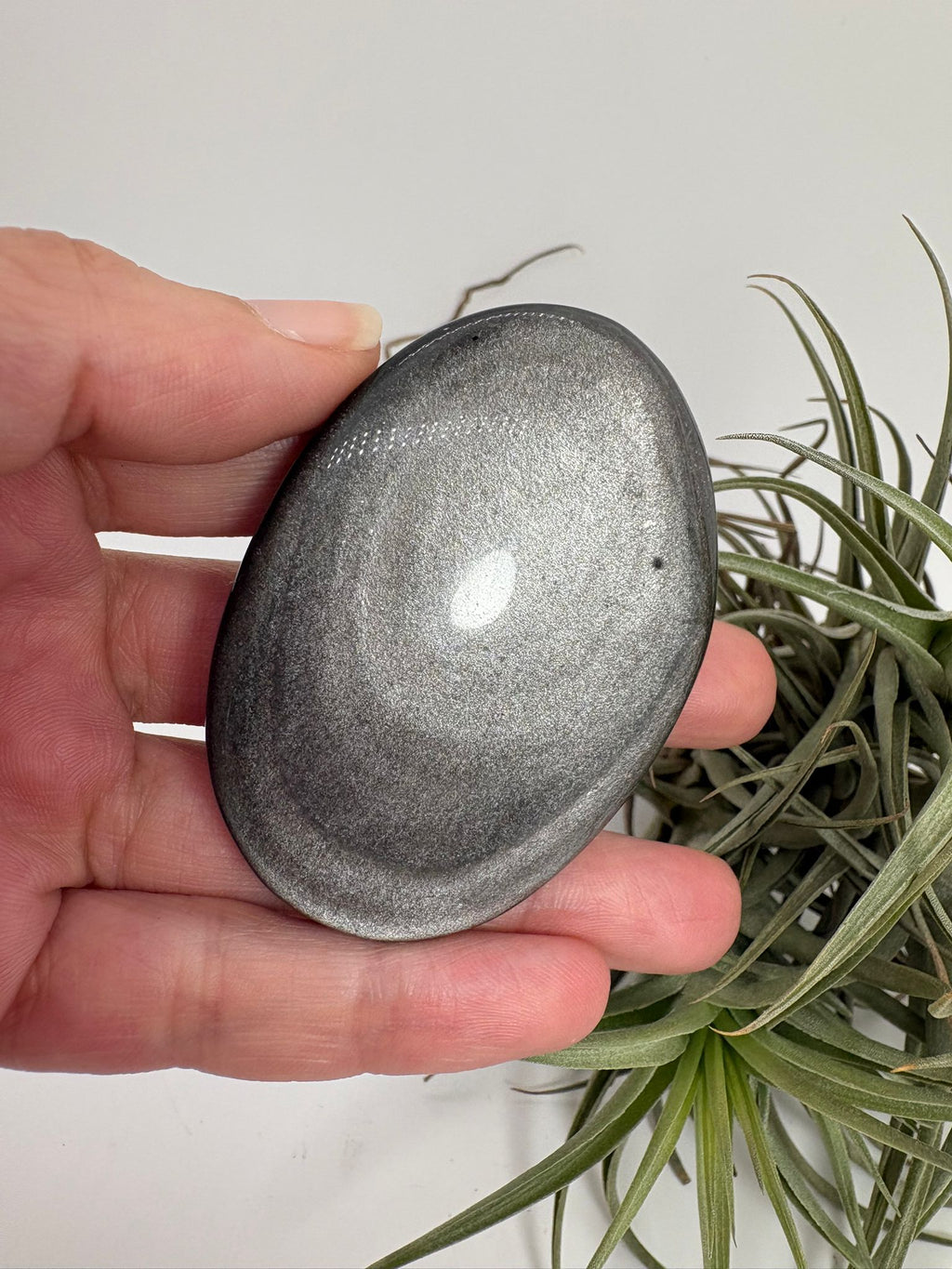 Palmstone obsidiana plateada