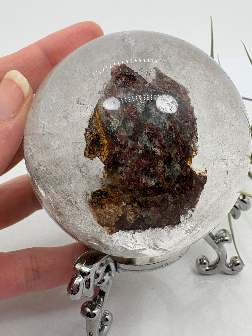 Esfera grande de cuarzo chamánico con arcoíris - foto 5