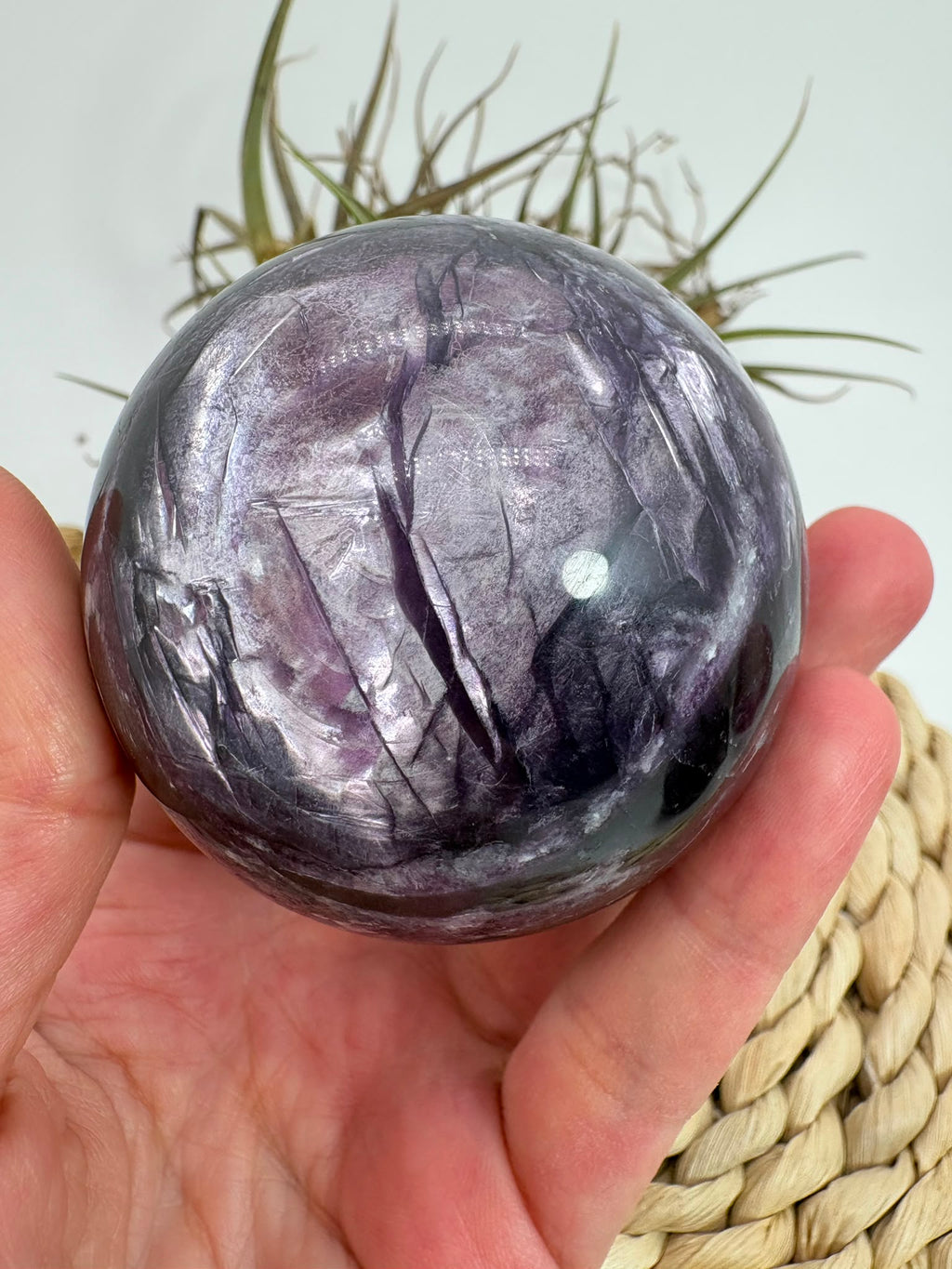 Esfera mica lepidolita natural