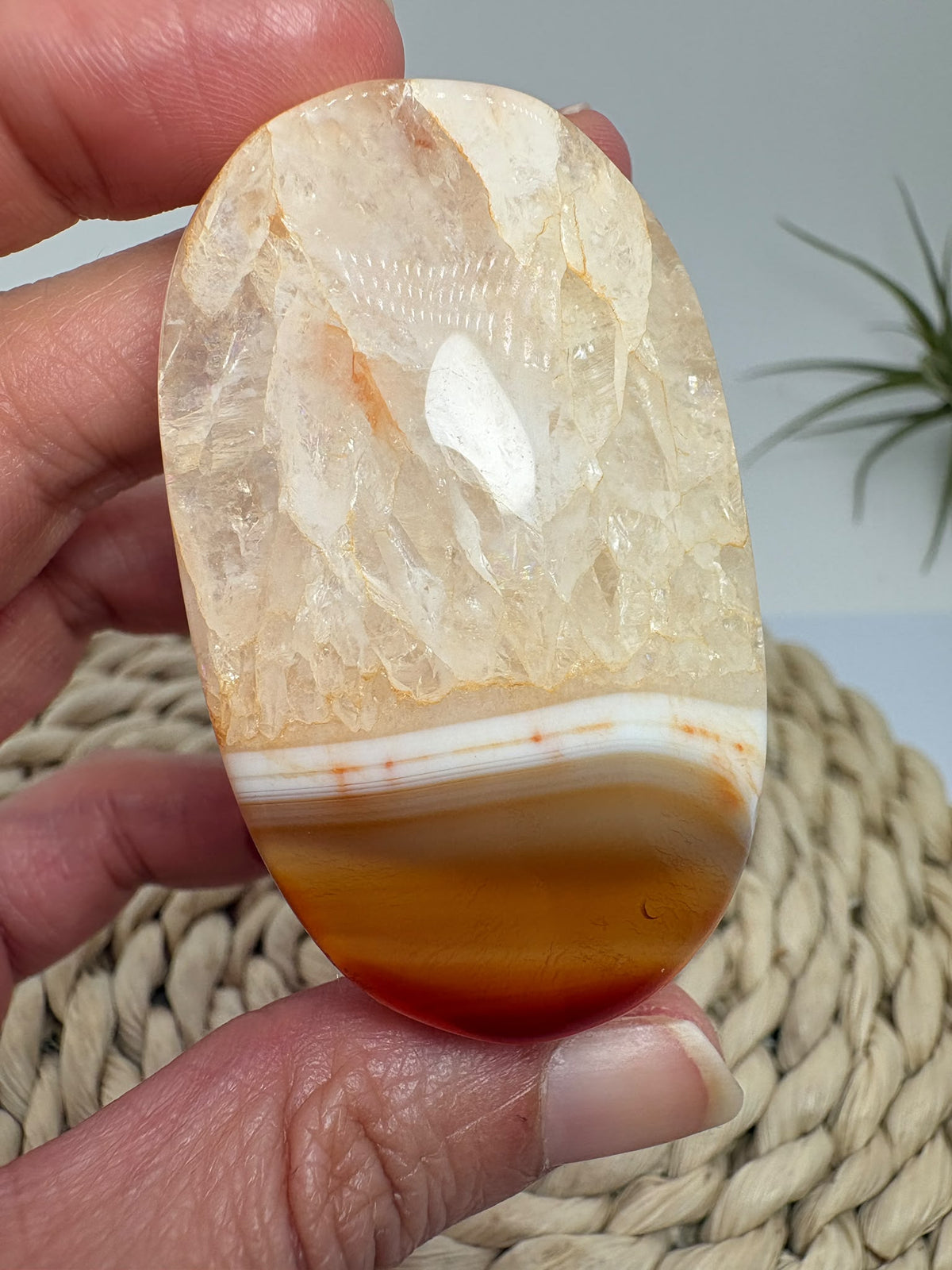 Palmstone de ágata cornalina pulida