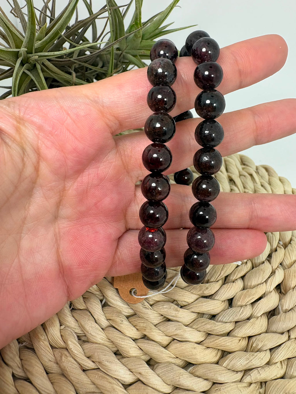 Pulsera de granate elástica de bolitas 7mm