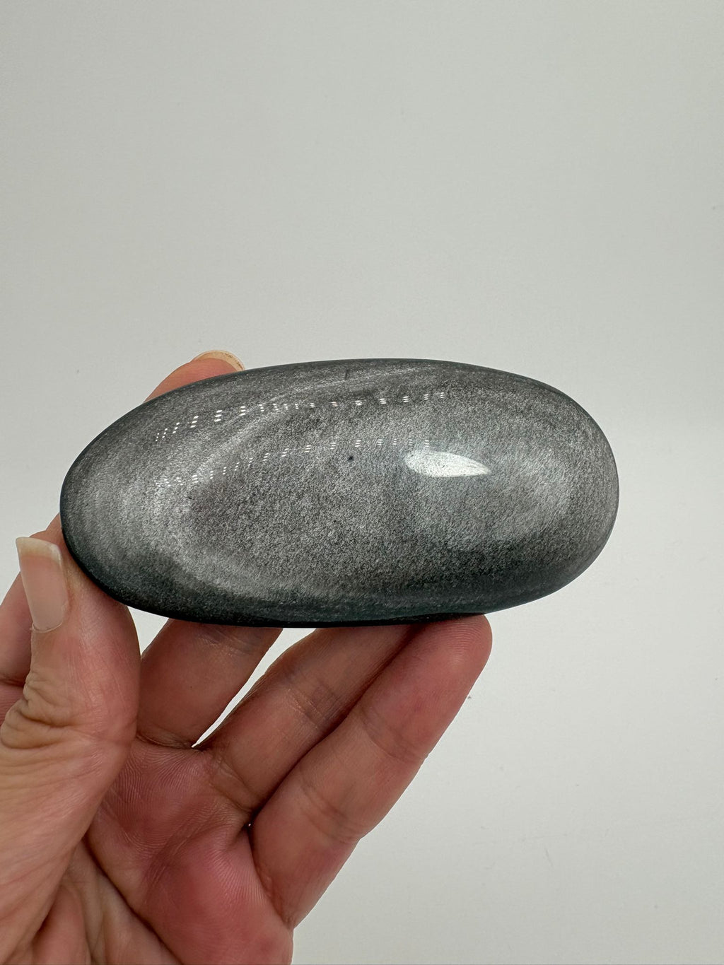 Palmstone obsidiana plateada