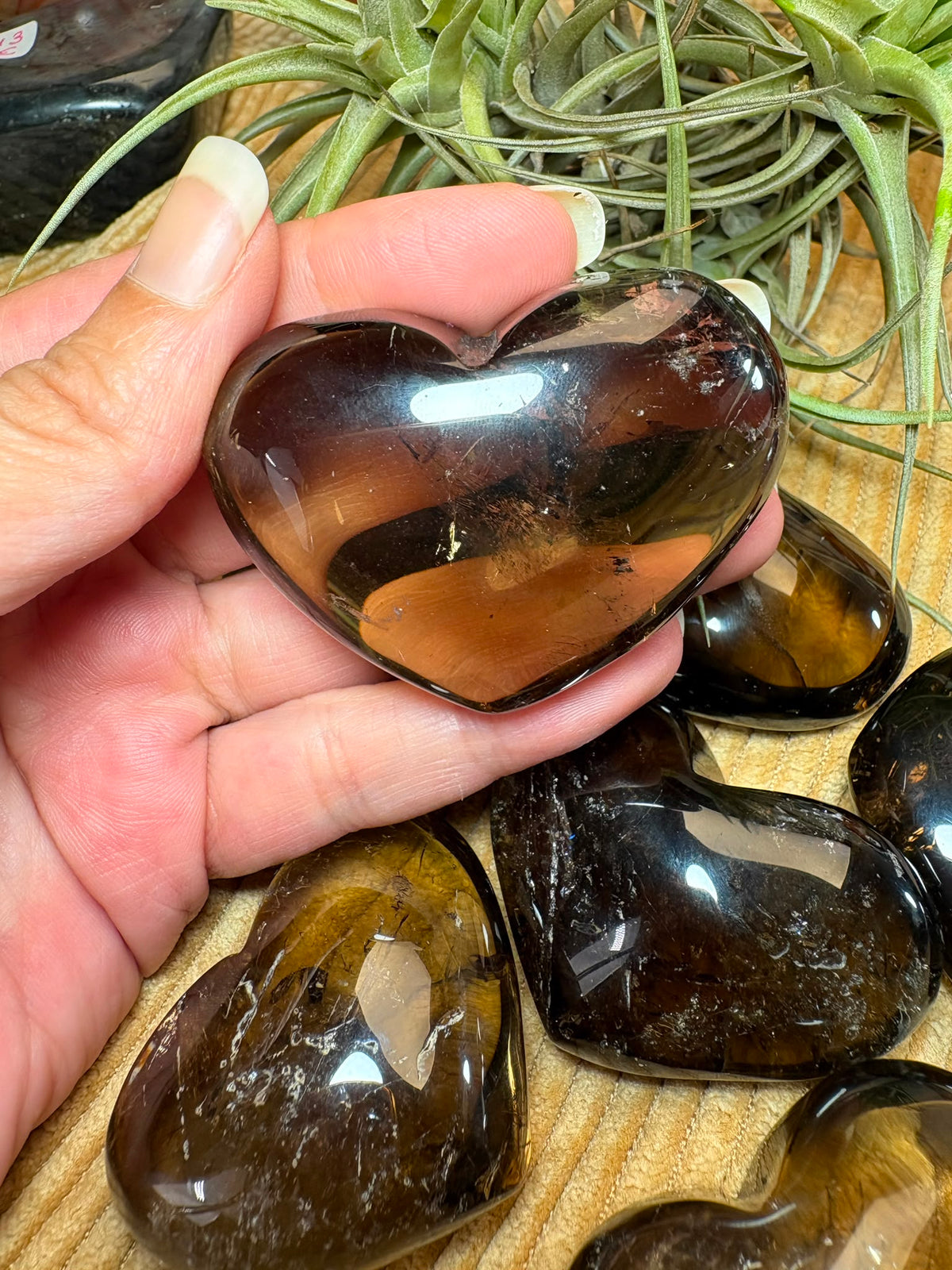 Corazón de cuarzo ahumado