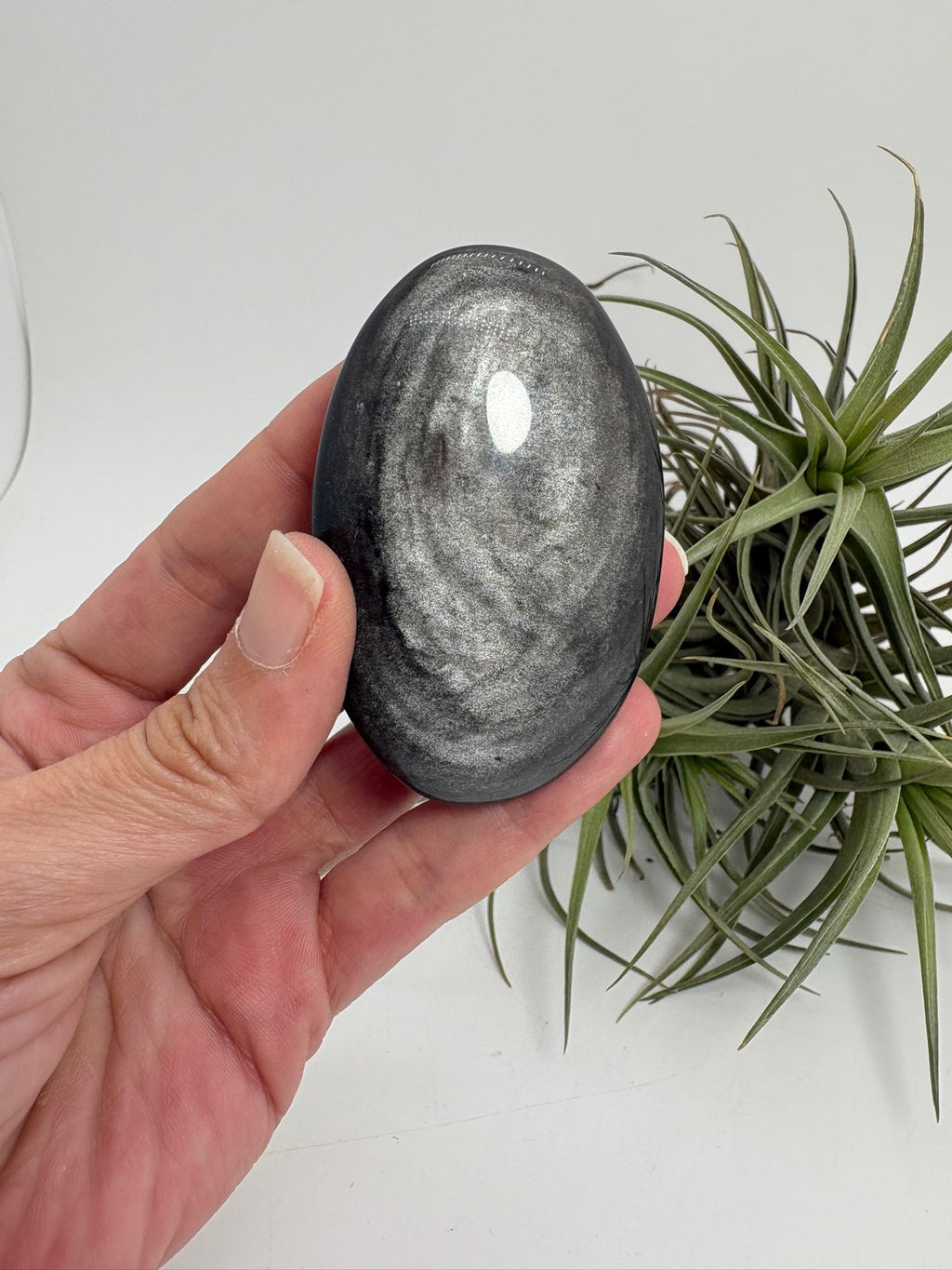 Palmstone obsidiana plateada