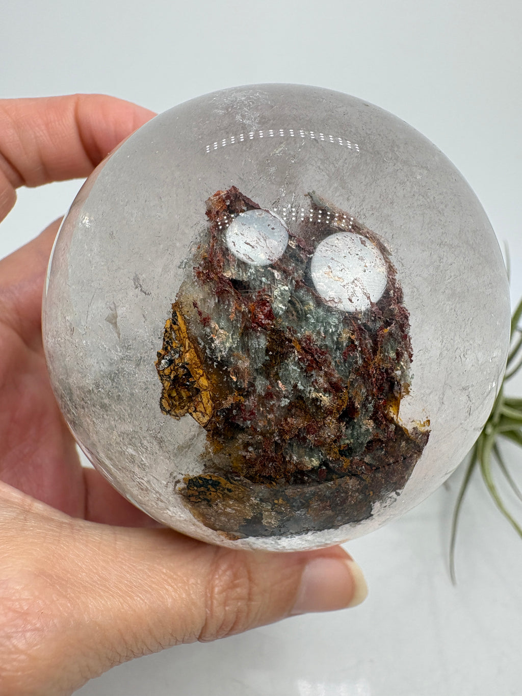 Esfera grande de cuarzo chamánico con arcoíris - foto 9