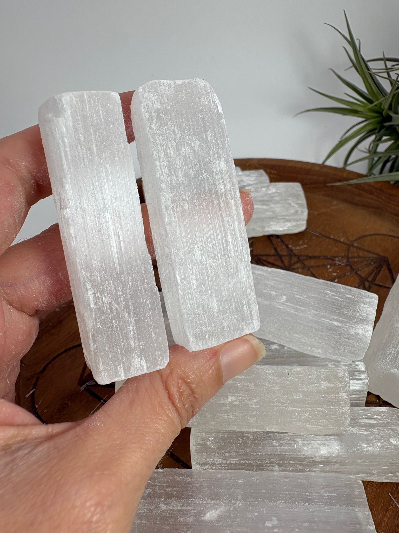 Barra de selenita natural pequeñas para limpieza energética, meditación