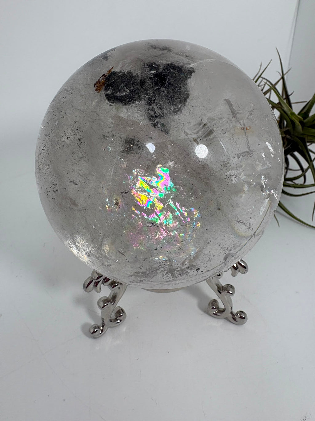 Esfera grande de cuarzo chamánico con arcoíris
