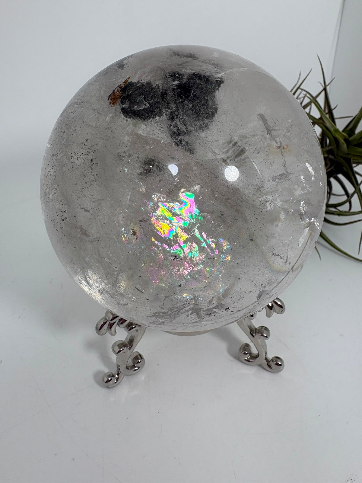Esfera grande de cuarzo chamánico con arcoíris