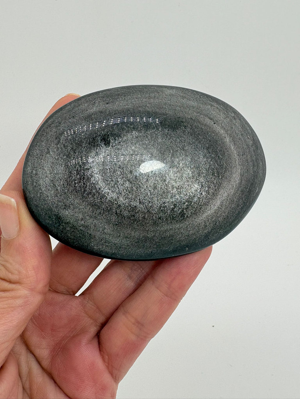 Palmstone obsidiana plateada