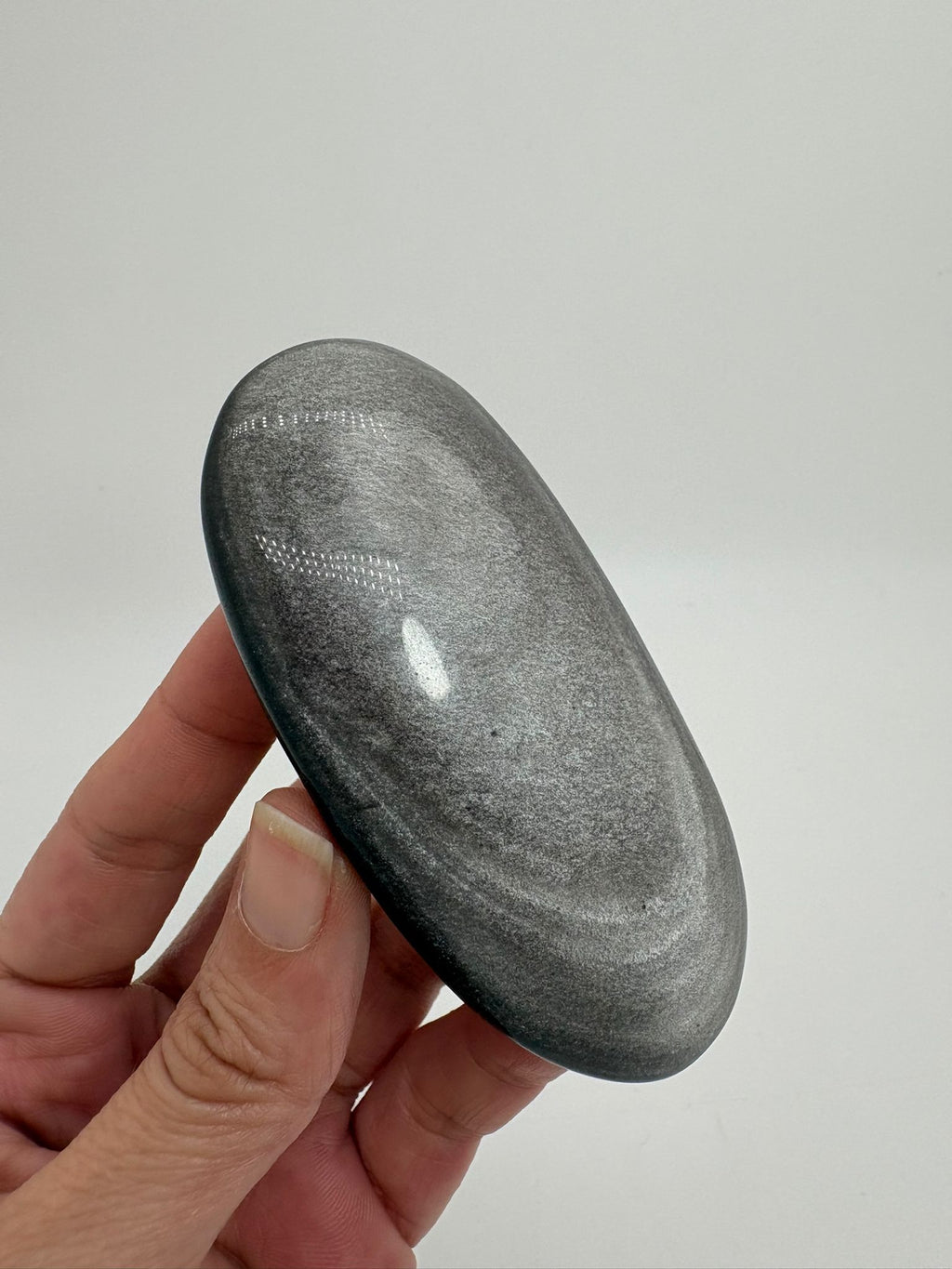 Palmstone obsidiana plateada