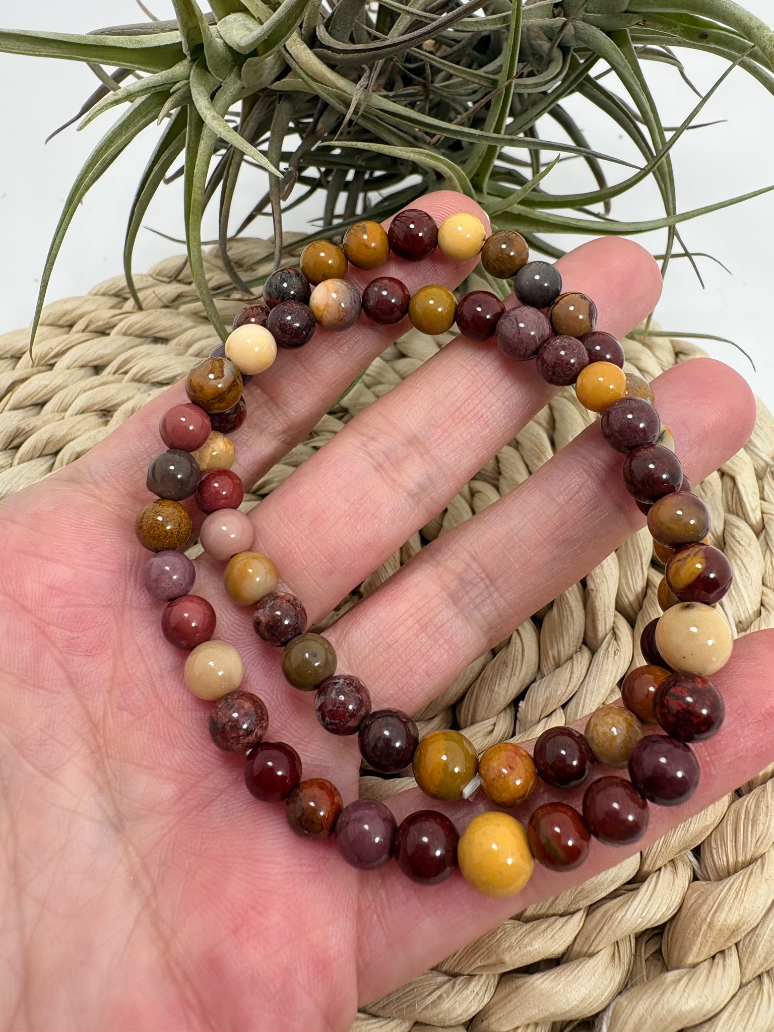 Pulsera de jaspe mokaita de 6 mm