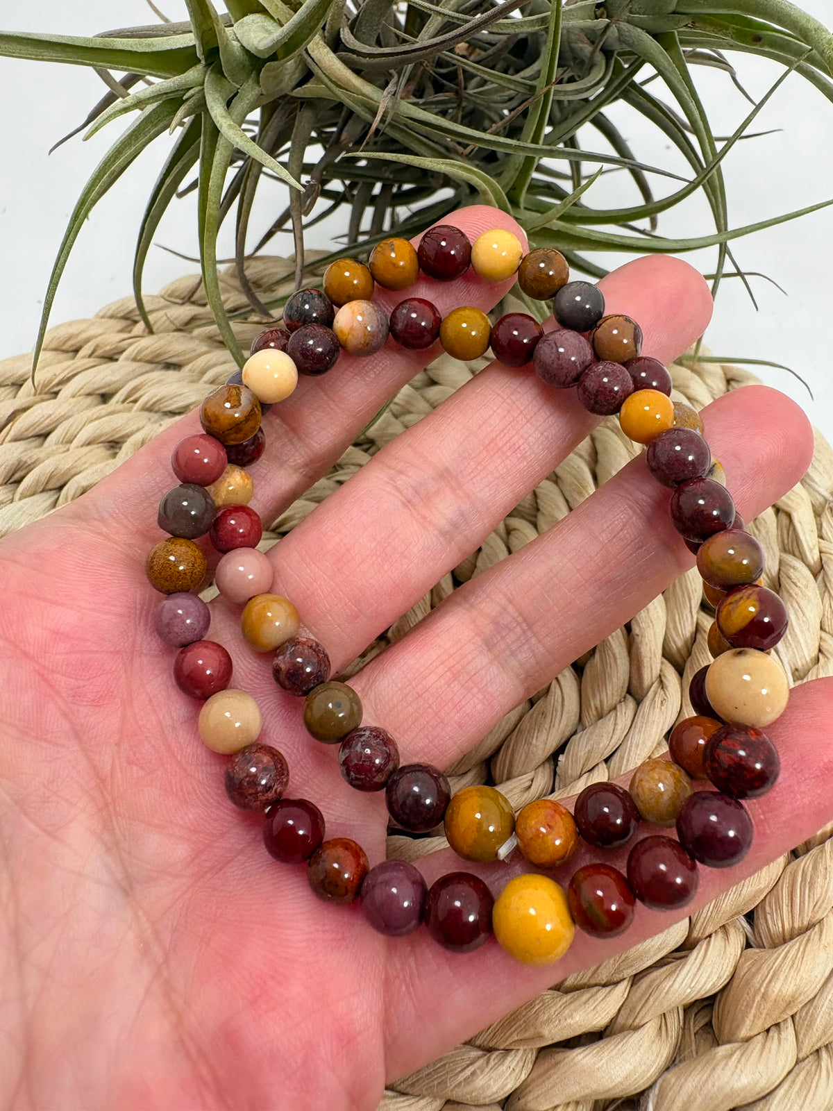 Pulsera de jaspe mokaita de 6 mm
