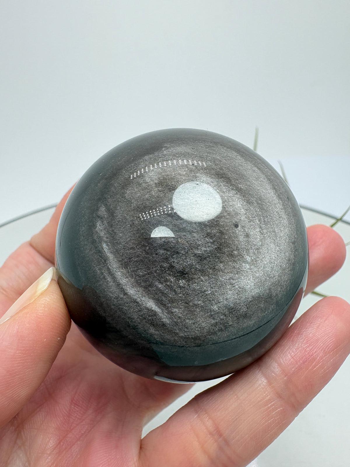 Esfera de obsidiana plateada - energía lunar - foto 6