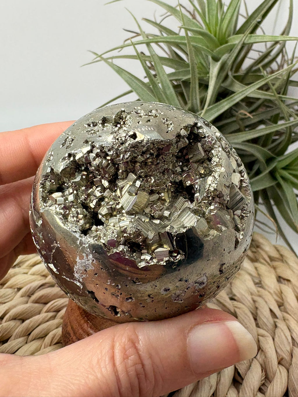 esfera de pirita natural, para la prosperidad y abundancia 