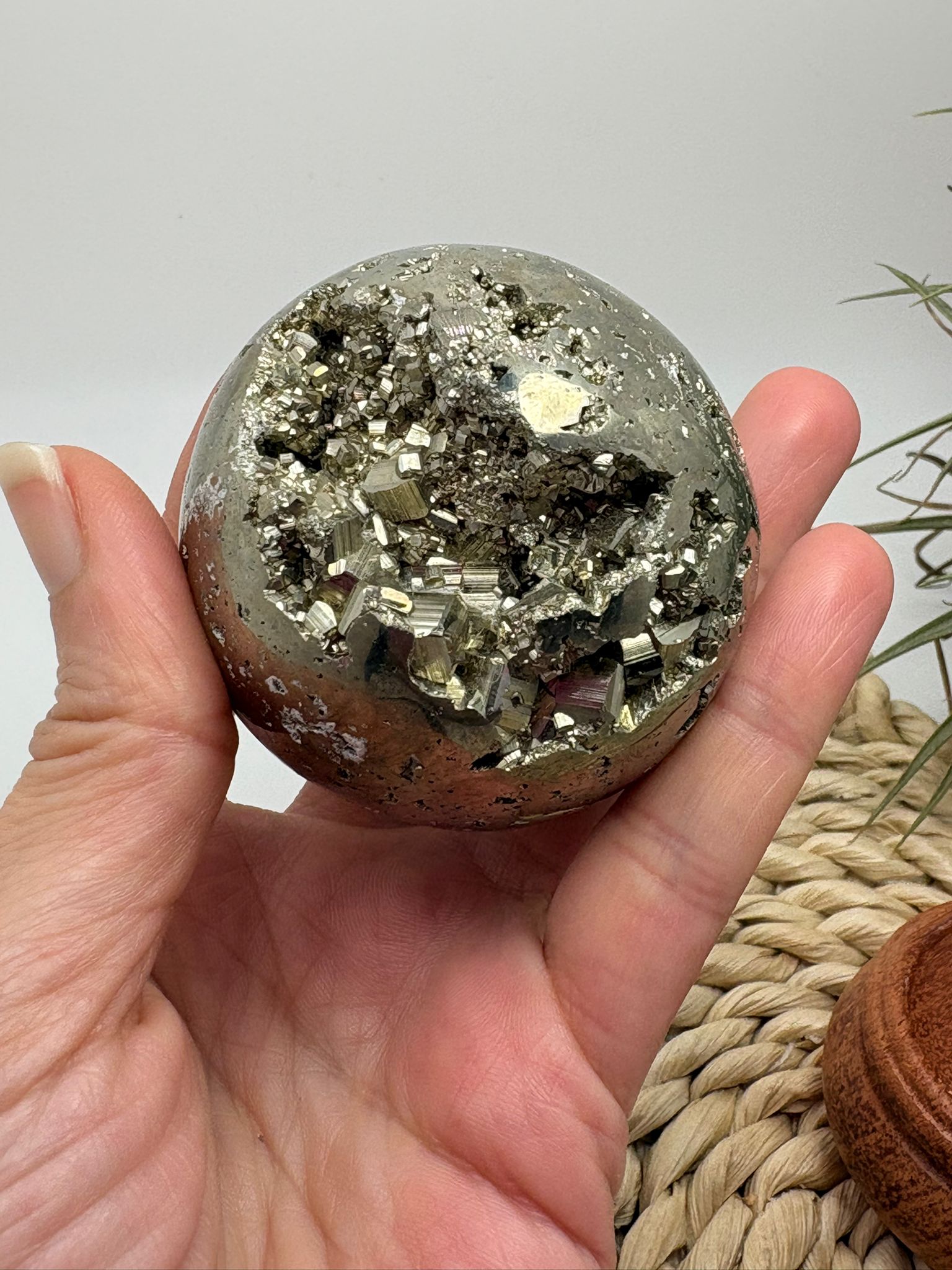 esfera de pirita natural, para la prosperidad y abundancia 