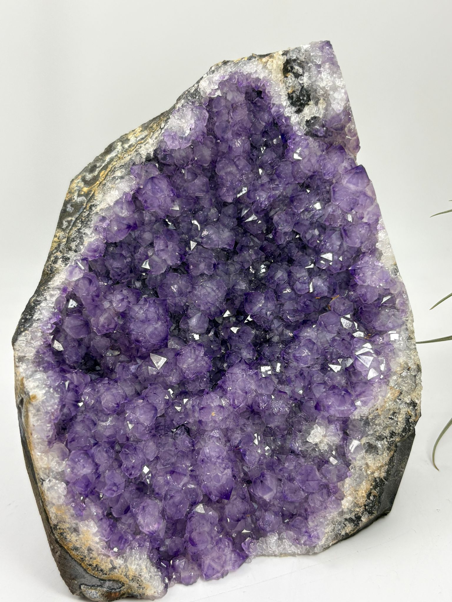 Geoda de amatista natural violeta intensa de 13,2 cm. Pieza única con cristales brillantes ideal para decoración y colección.