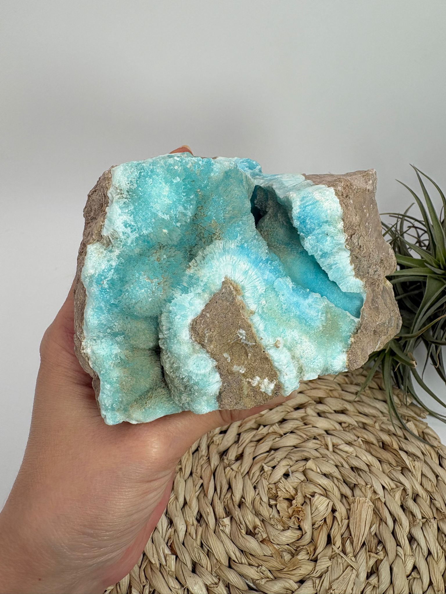 Aragonito azul de Pakistan, mineral de colección