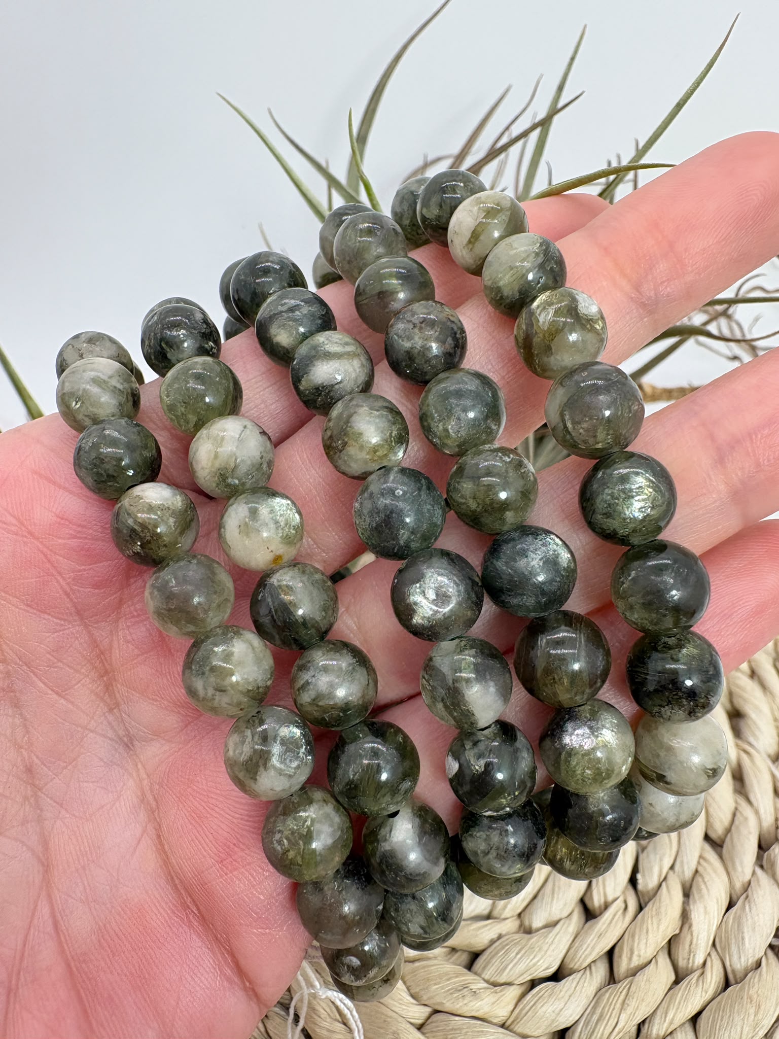 Pulsera de mica verde natural 8mm