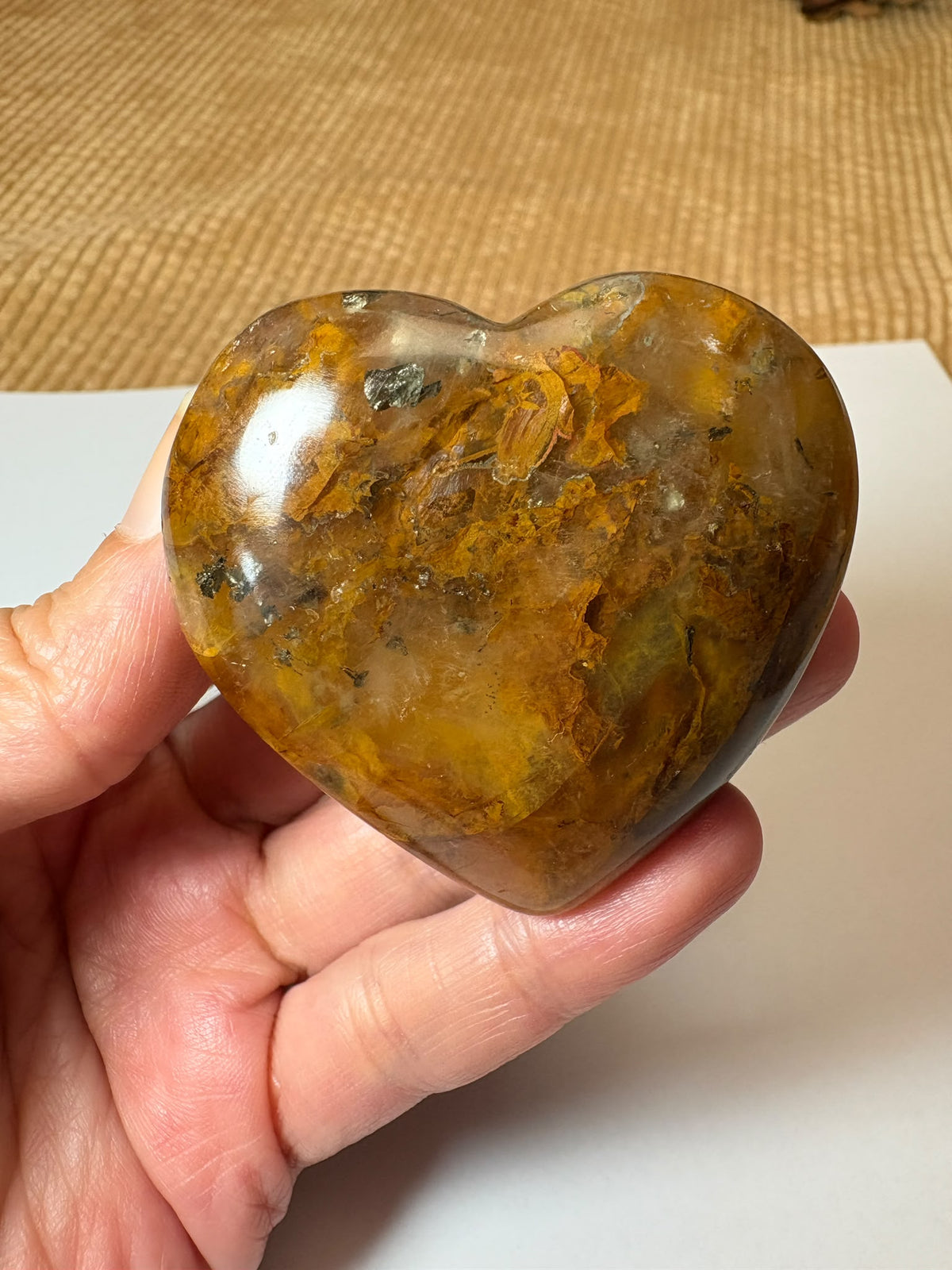 Corazón de cuarzo hematoide plano con inclusiones naturales - foto 6