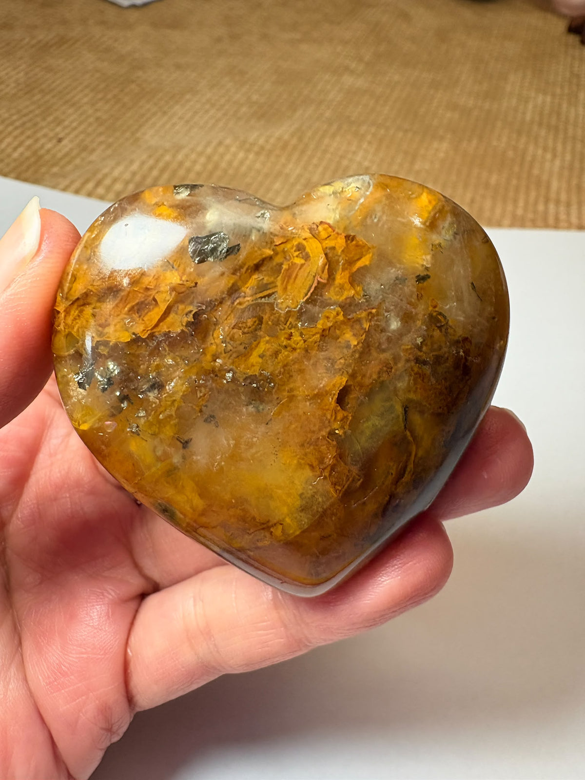 Corazón de cuarzo hematoide plano con inclusiones naturales - foto 7